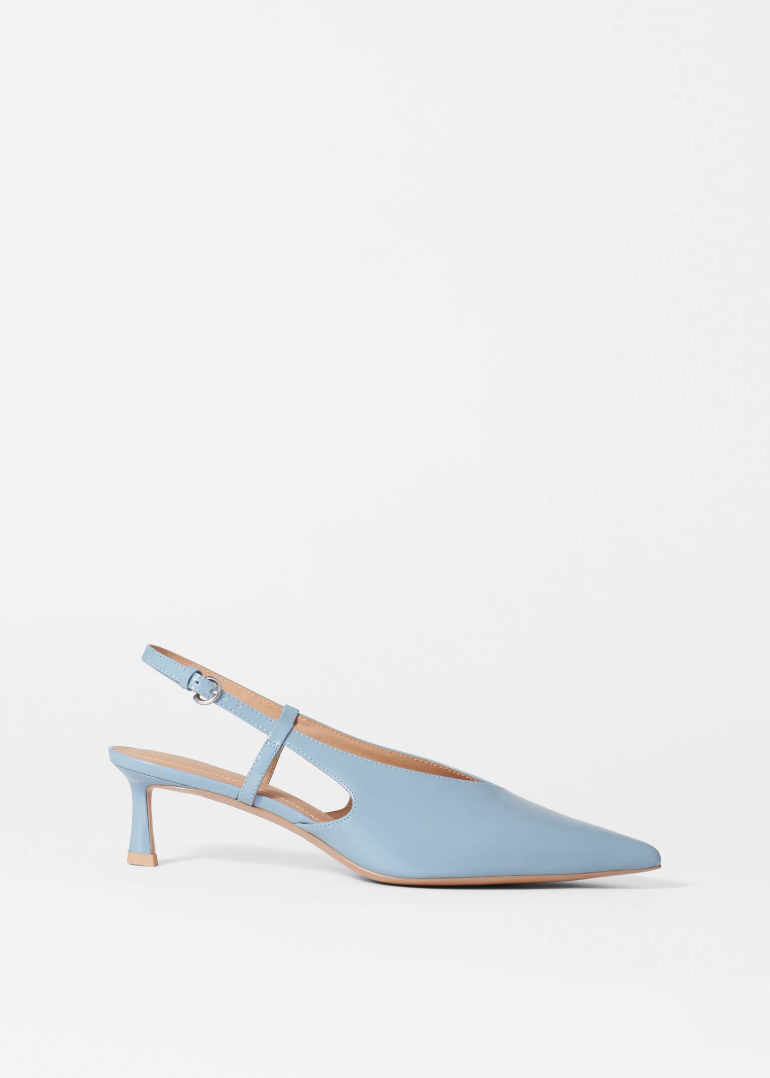 Pantofi slingback din piele clasică - Albastru deschis/Bej/Maro/Negru - 1