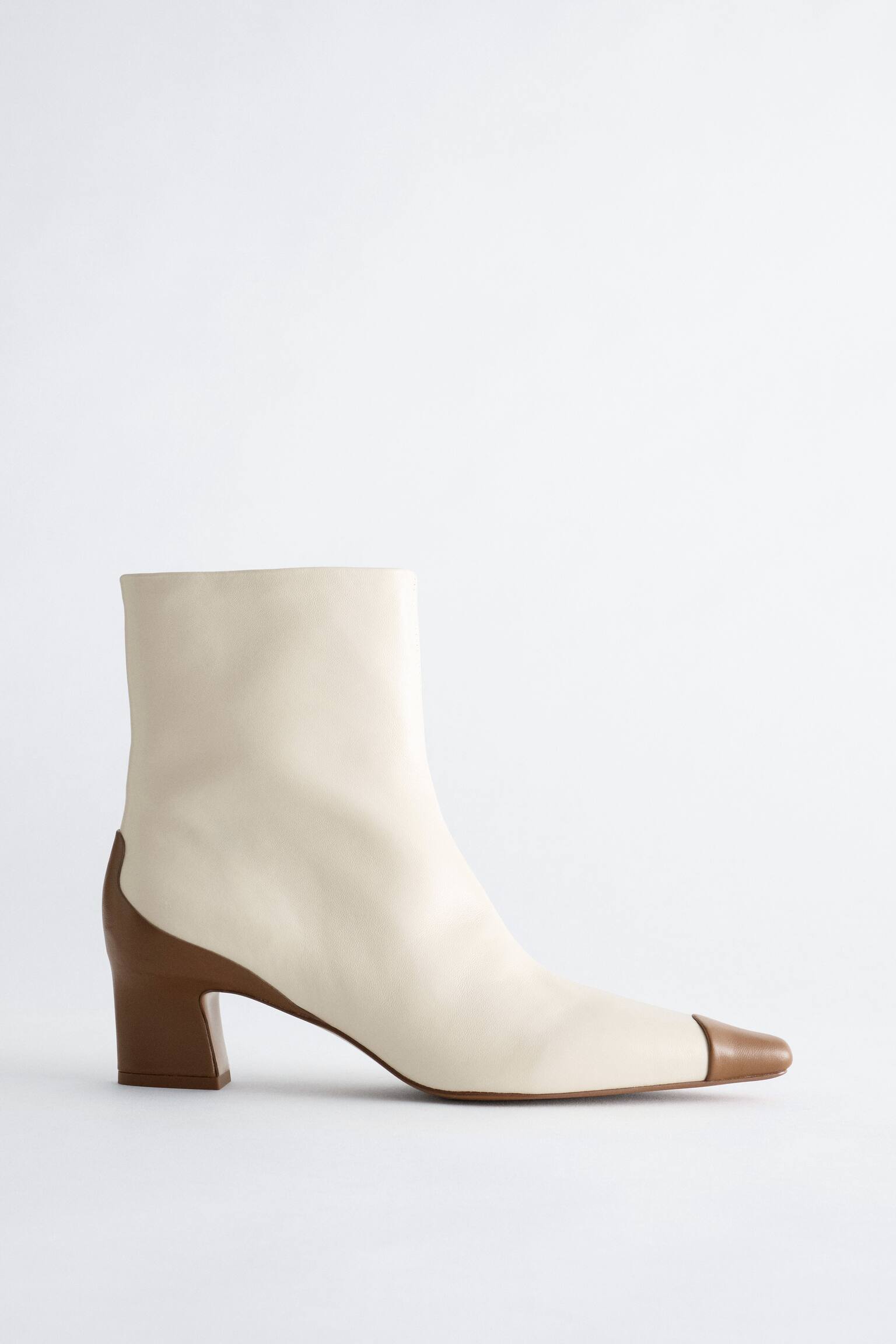 Leather Ankle Boots - White/Cognac - 1