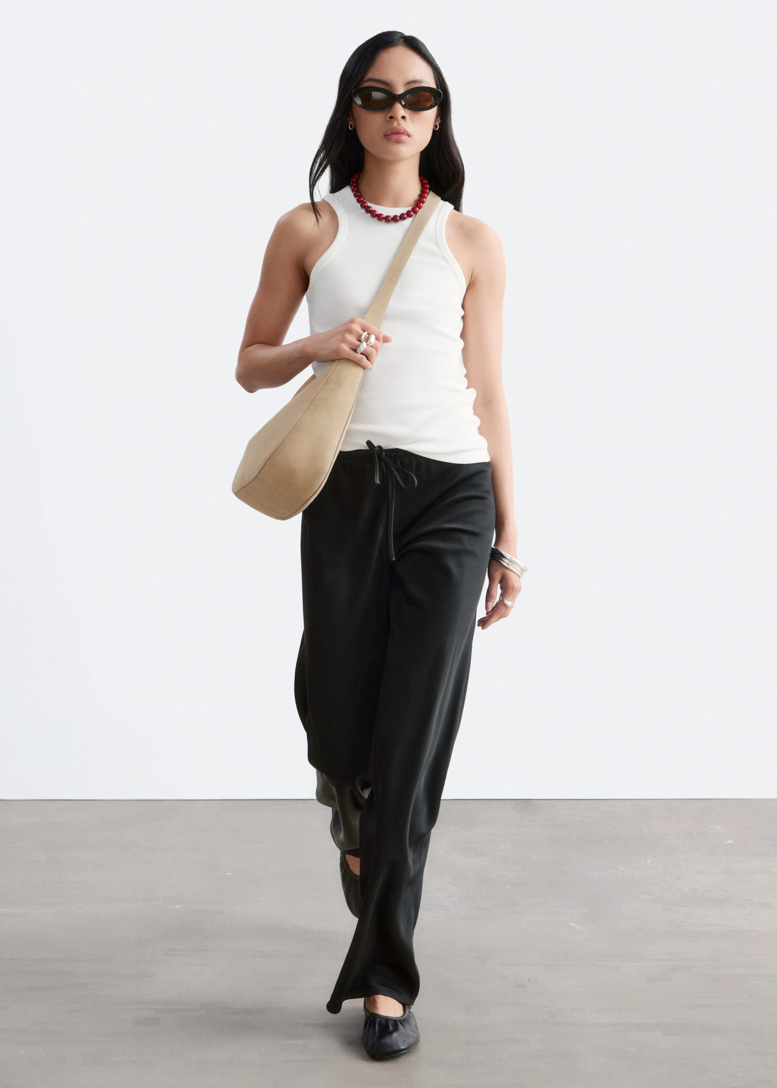 Image of Drawstring Twill Trousers