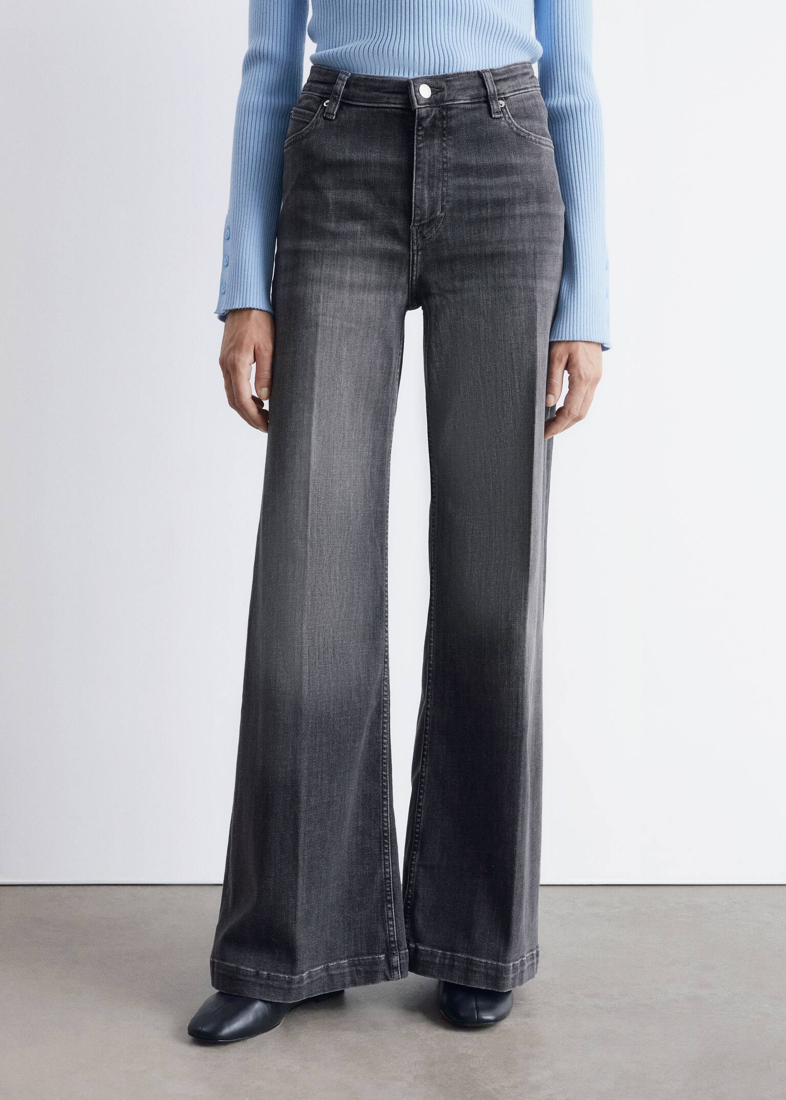 Wide Press-Crease Jeans - Dark grey - 3