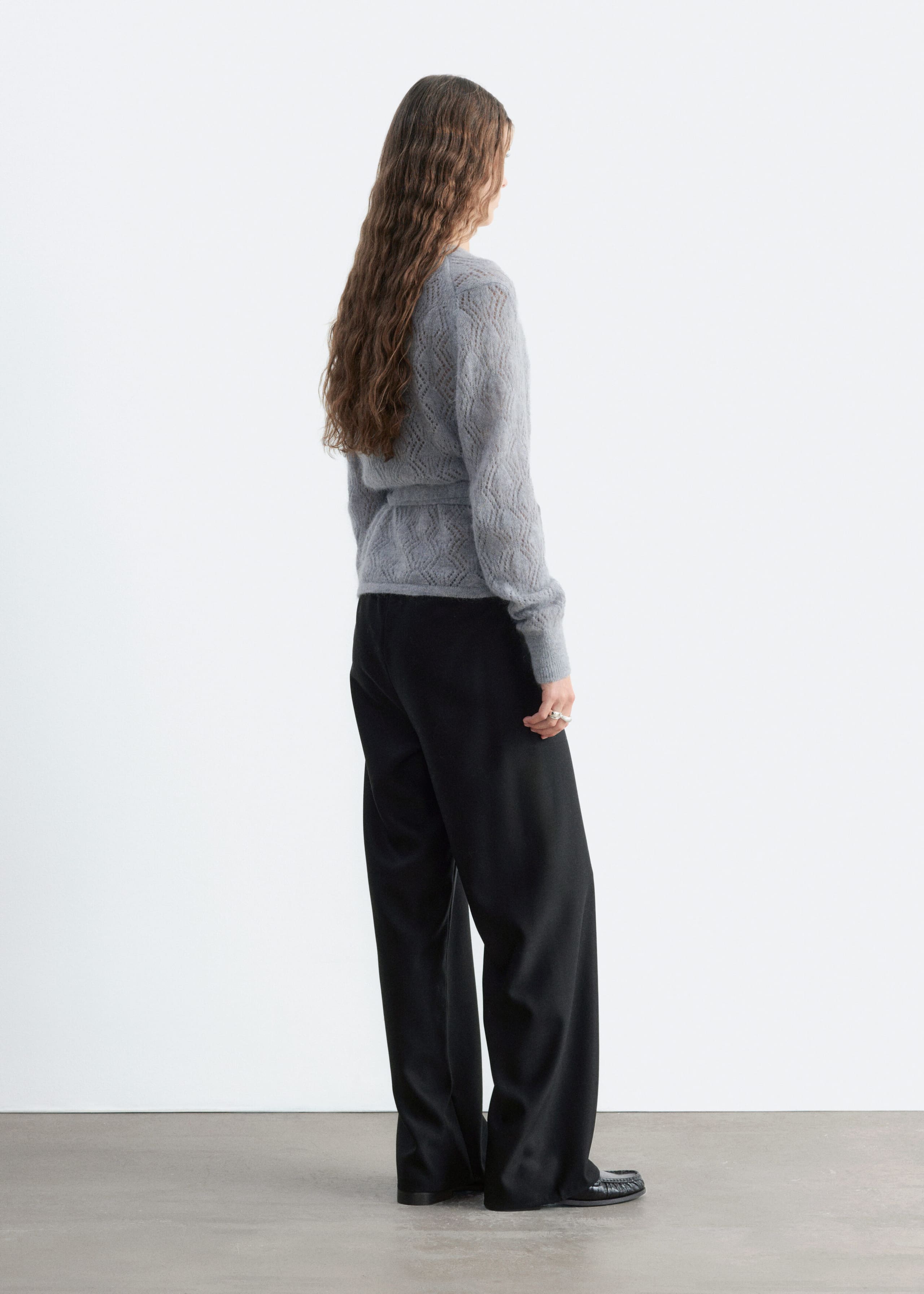 Mohair-Blend Pointelle Cardigan - Grey - Still Life