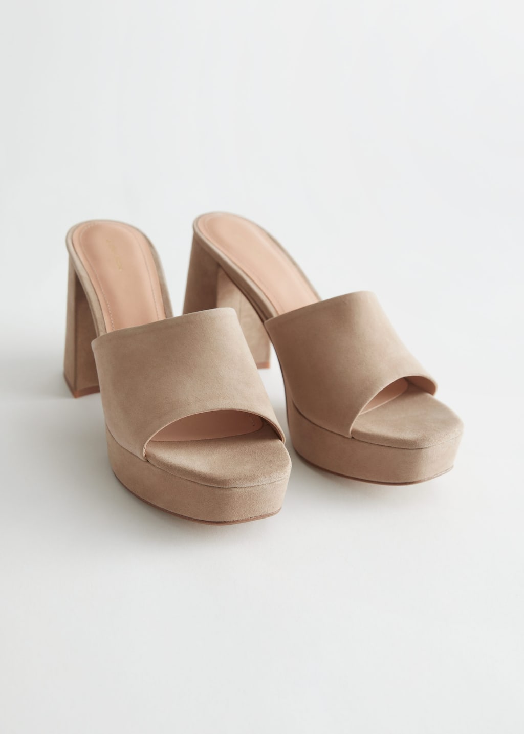 Suede Platform Mule Sandals - Beige - Natura morta