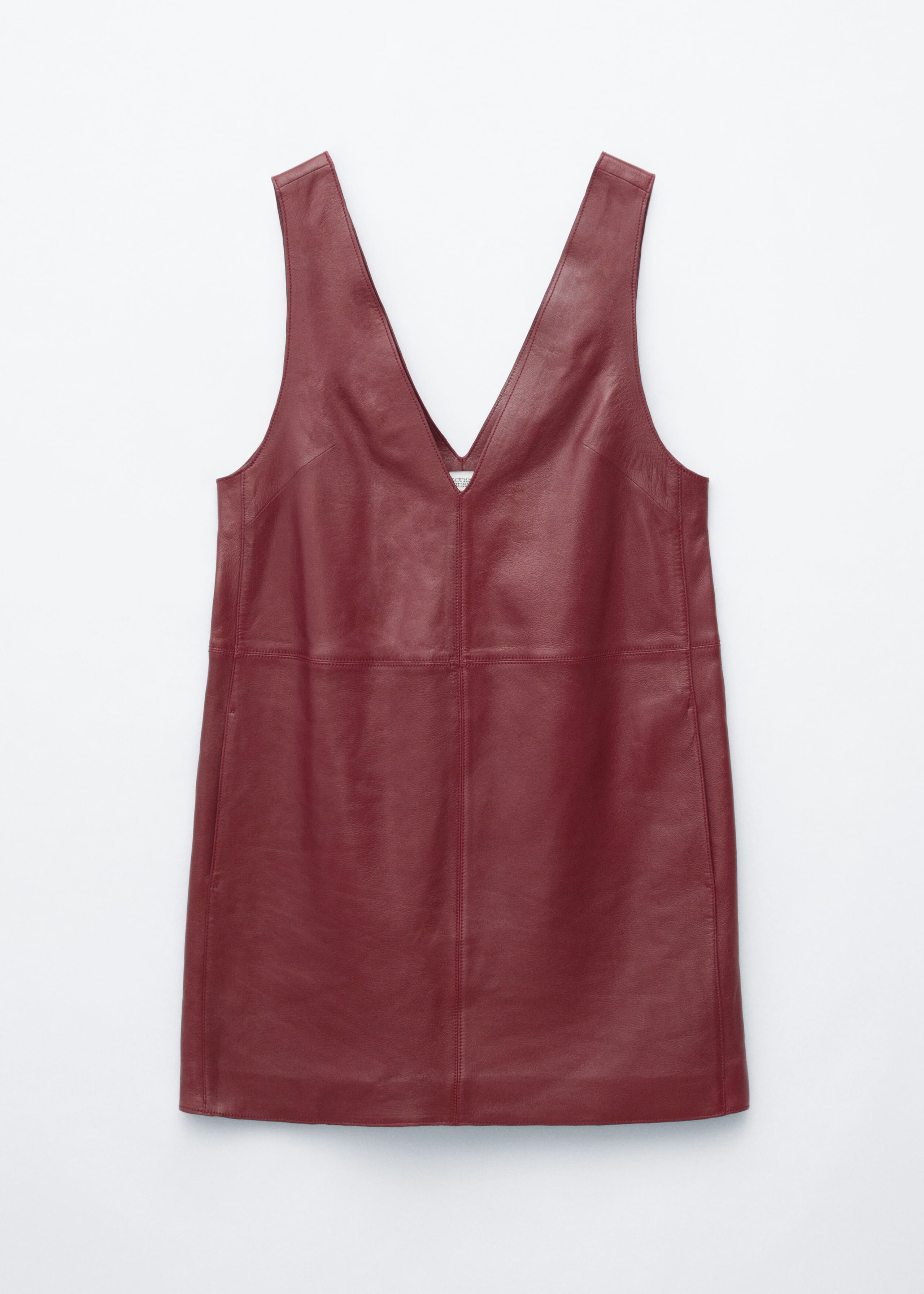 Raw-Edge Leather Dress - Dark Red - Still Life