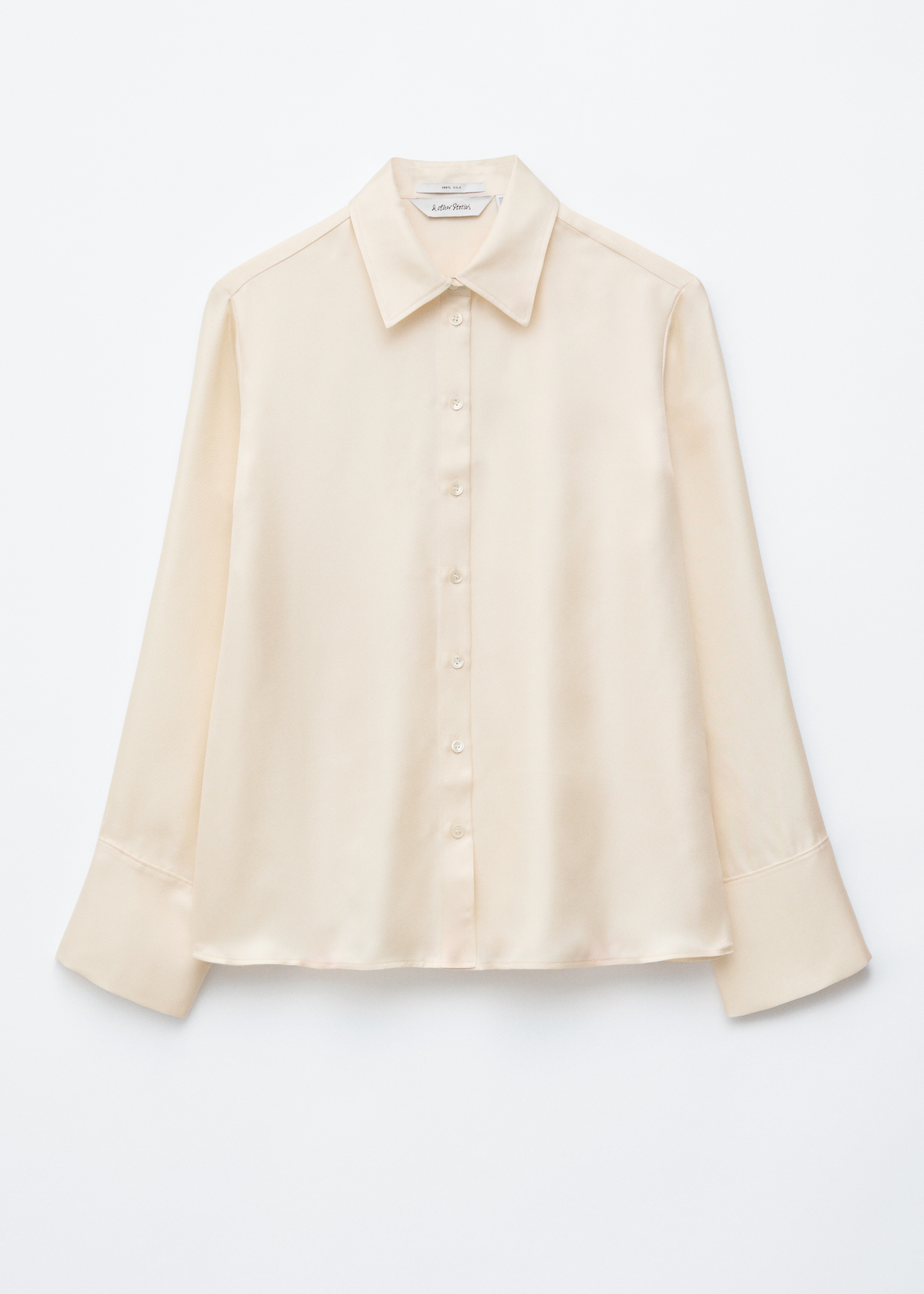 Ризa от коприна с широка кройка - Кремав/Тъмносин