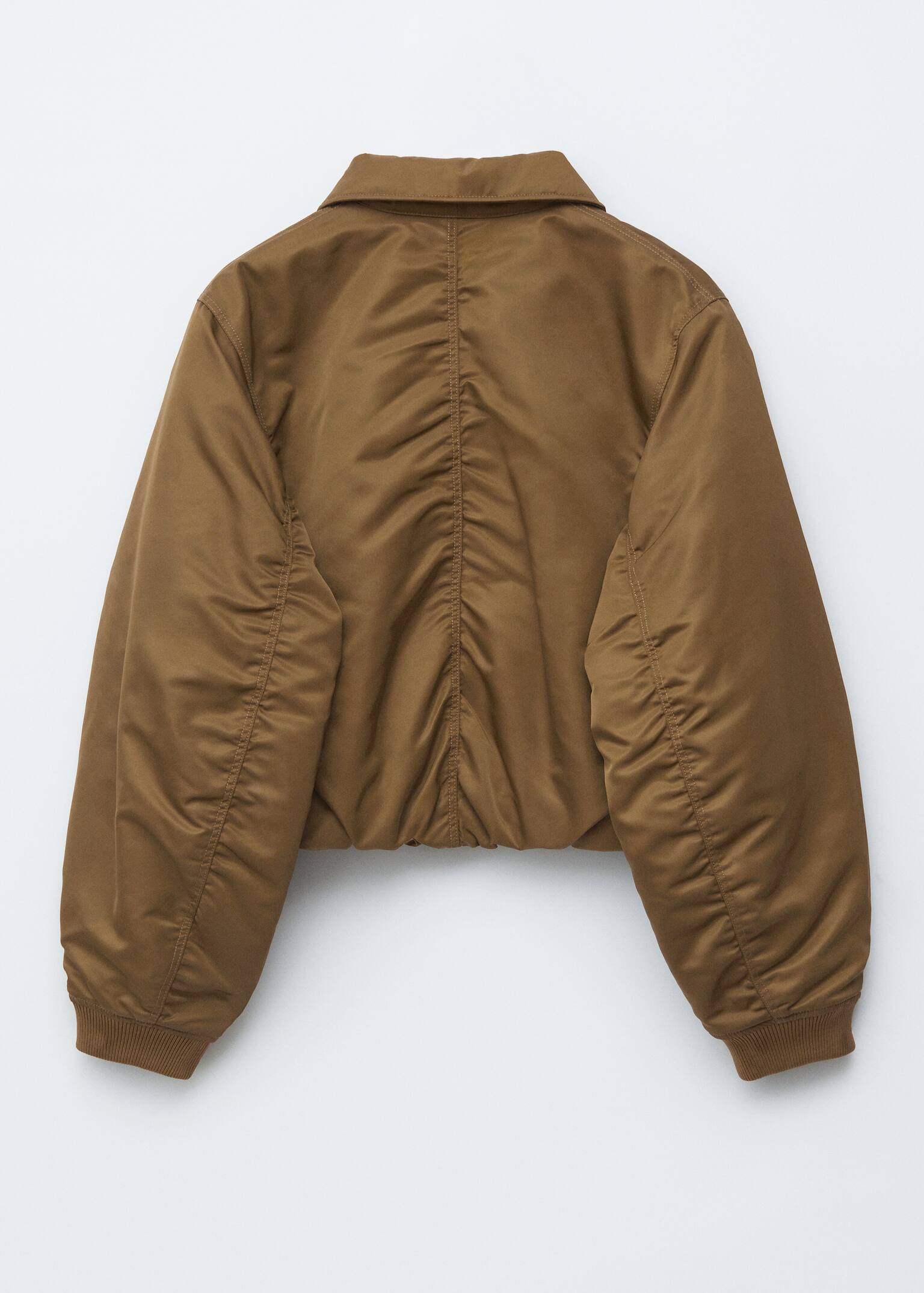 Cropped Bomber Jacket - Khaki Brown/Dark Brown - 8