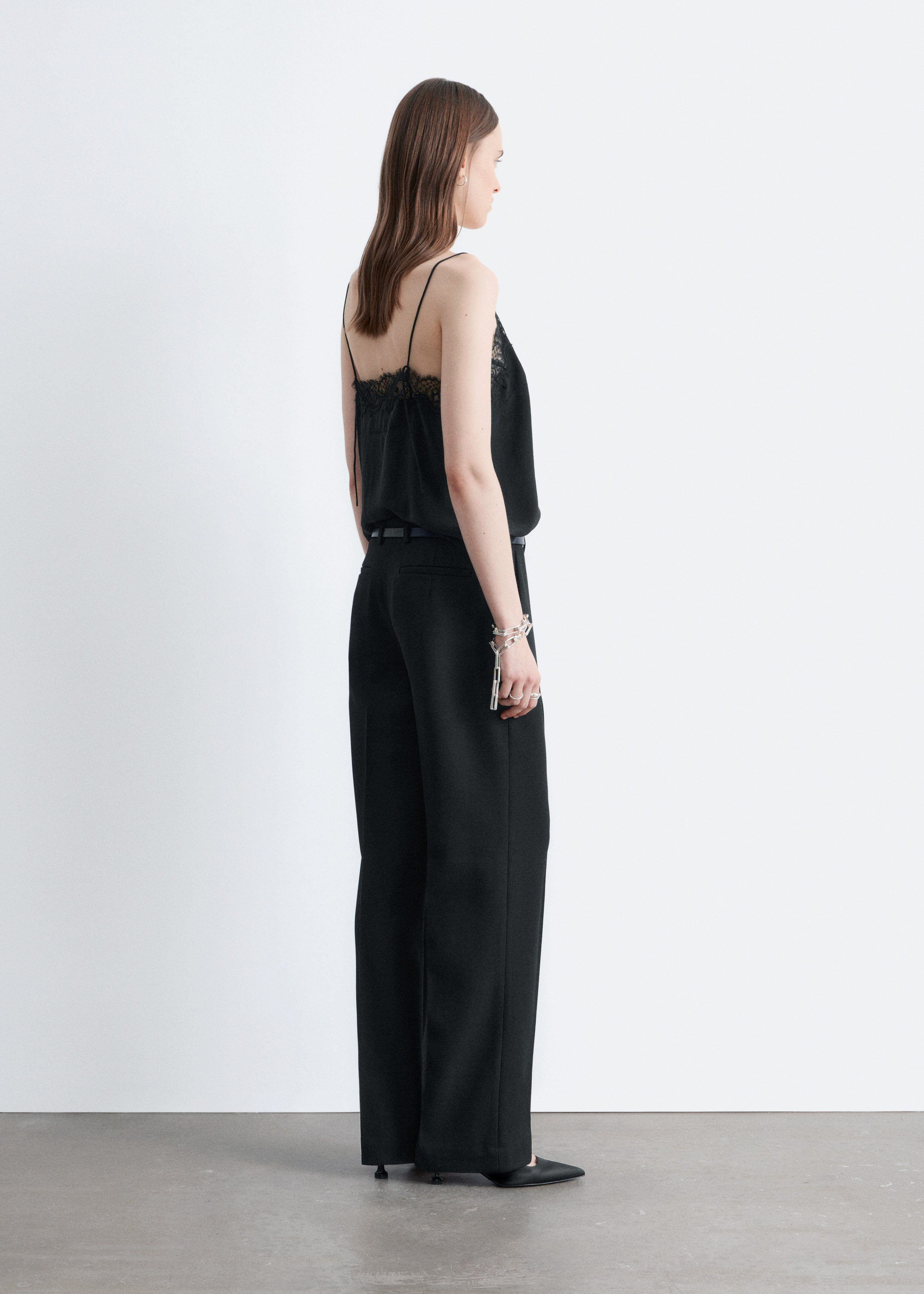 Wool-Blend Tailored Trousers - Black - & Other Stories US