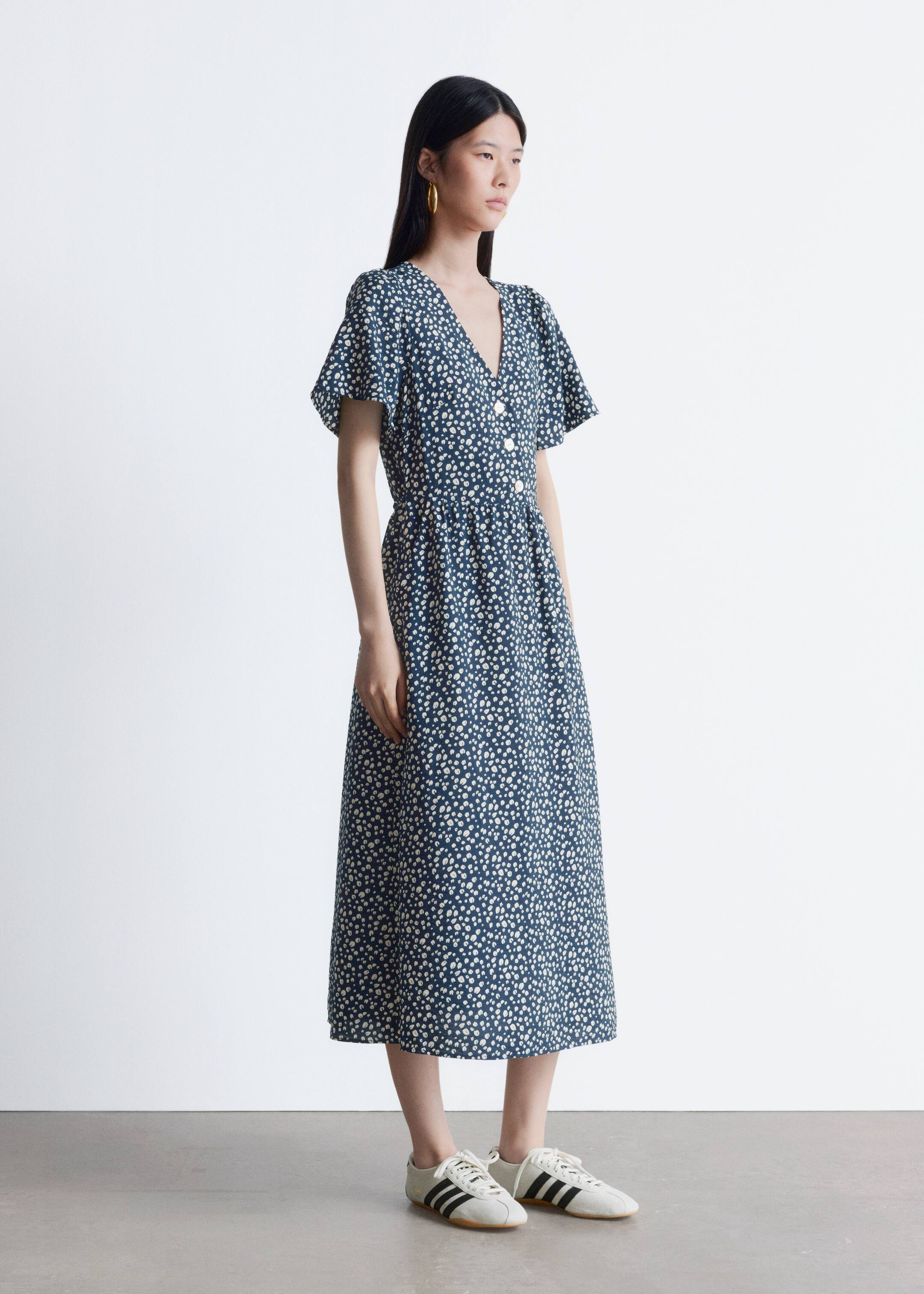 Ver imagen más grande: Vestido midi con escote en pico - Estampado azul marino - MUJER | H&M ES 4