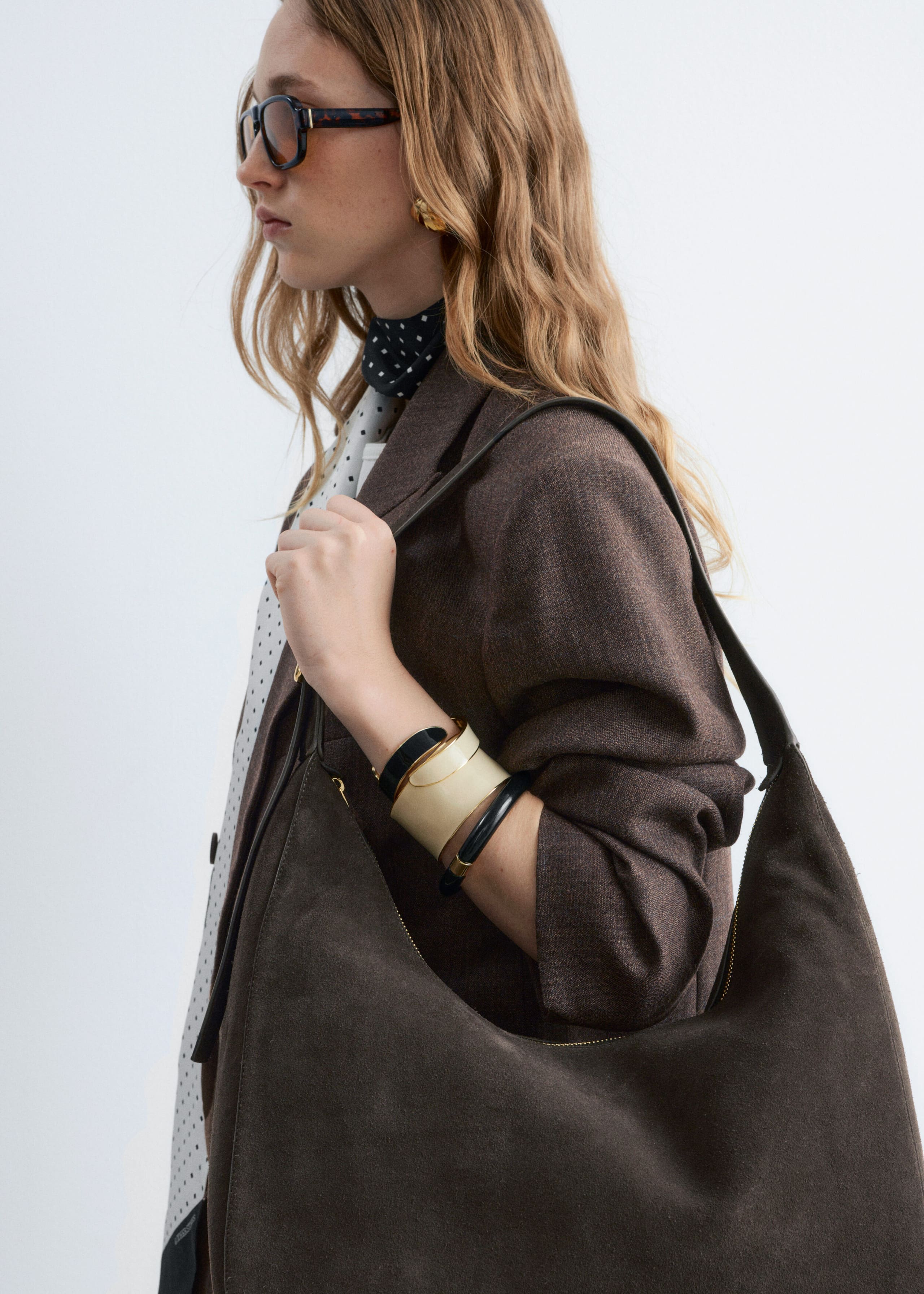 Bracelet manchette bicolore - Vert kaki/Doré - Lookbook