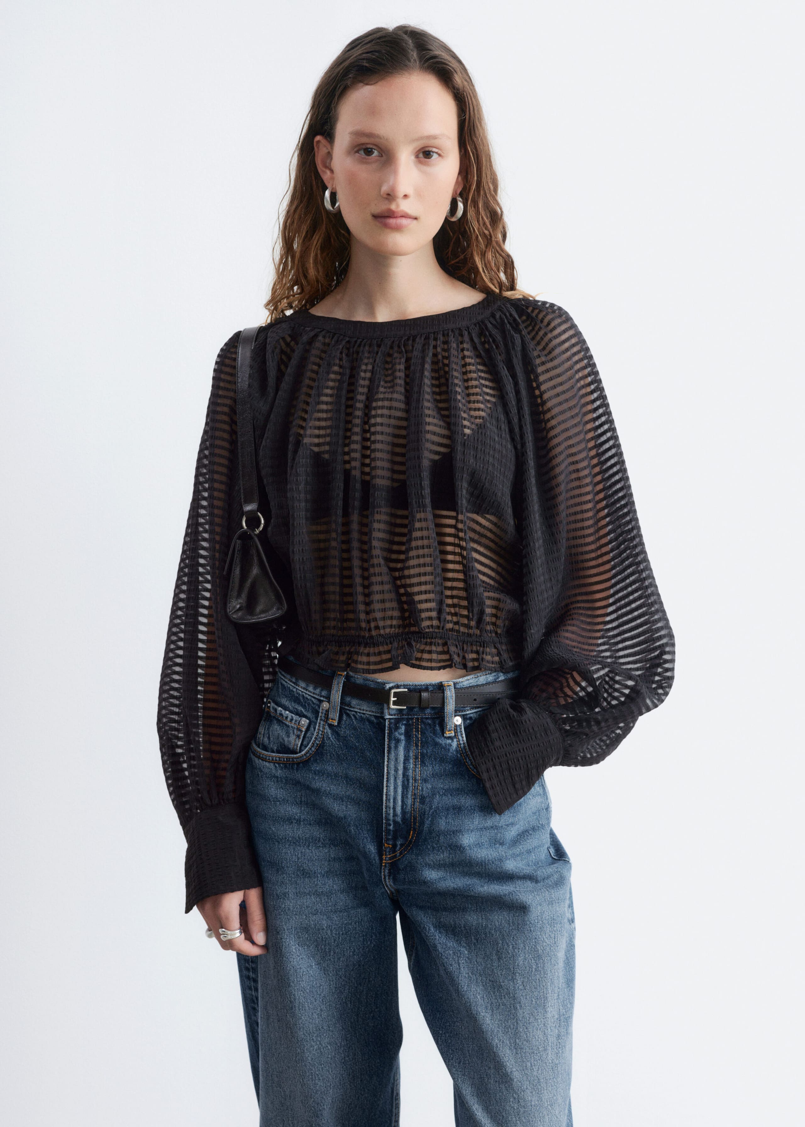 Gathered Crepe Blouse - Black - Lookbook