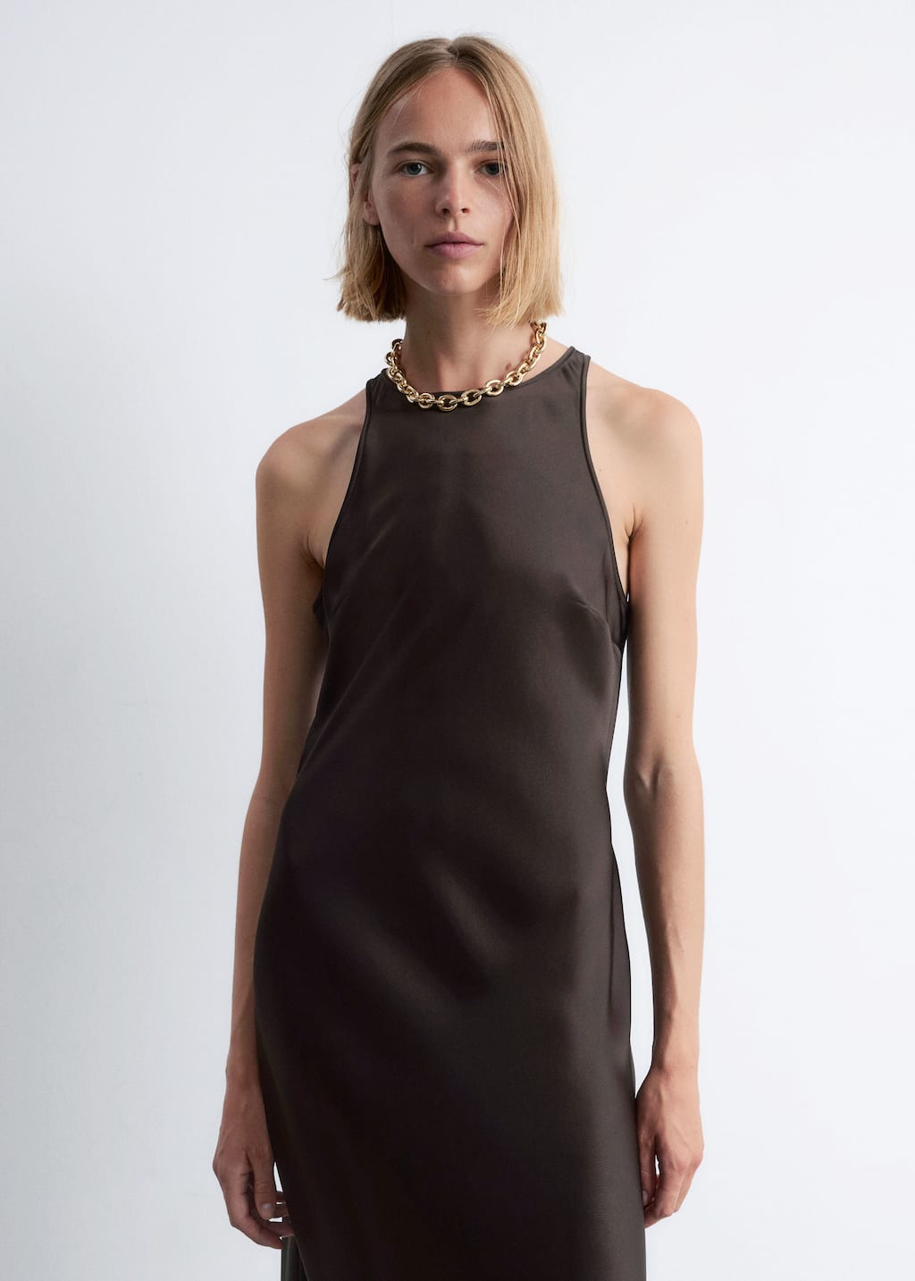 Image of Ärmelloses Midikleid aus Satin