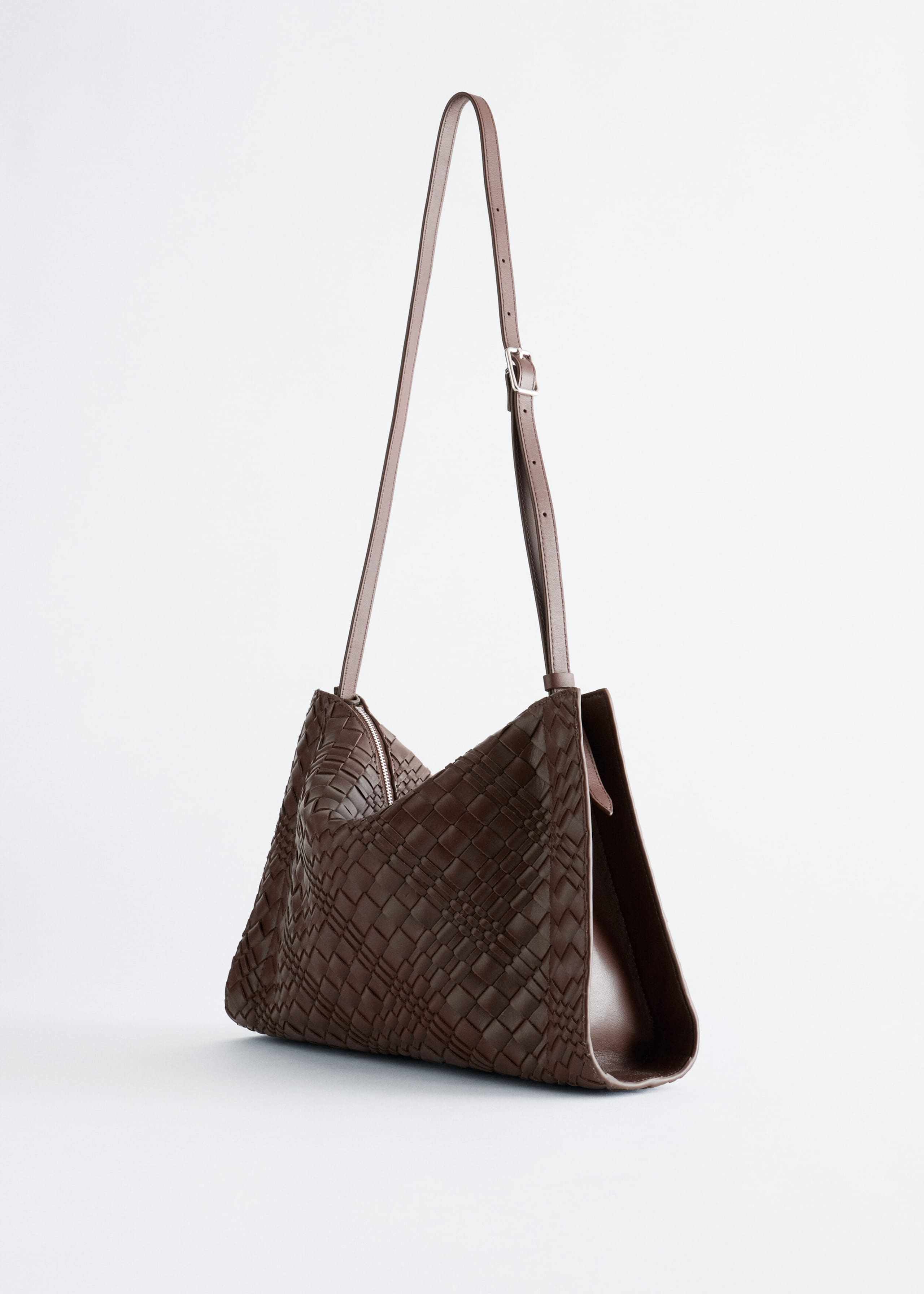 Braided Leather Crossbody Bag - Brown - Still Life