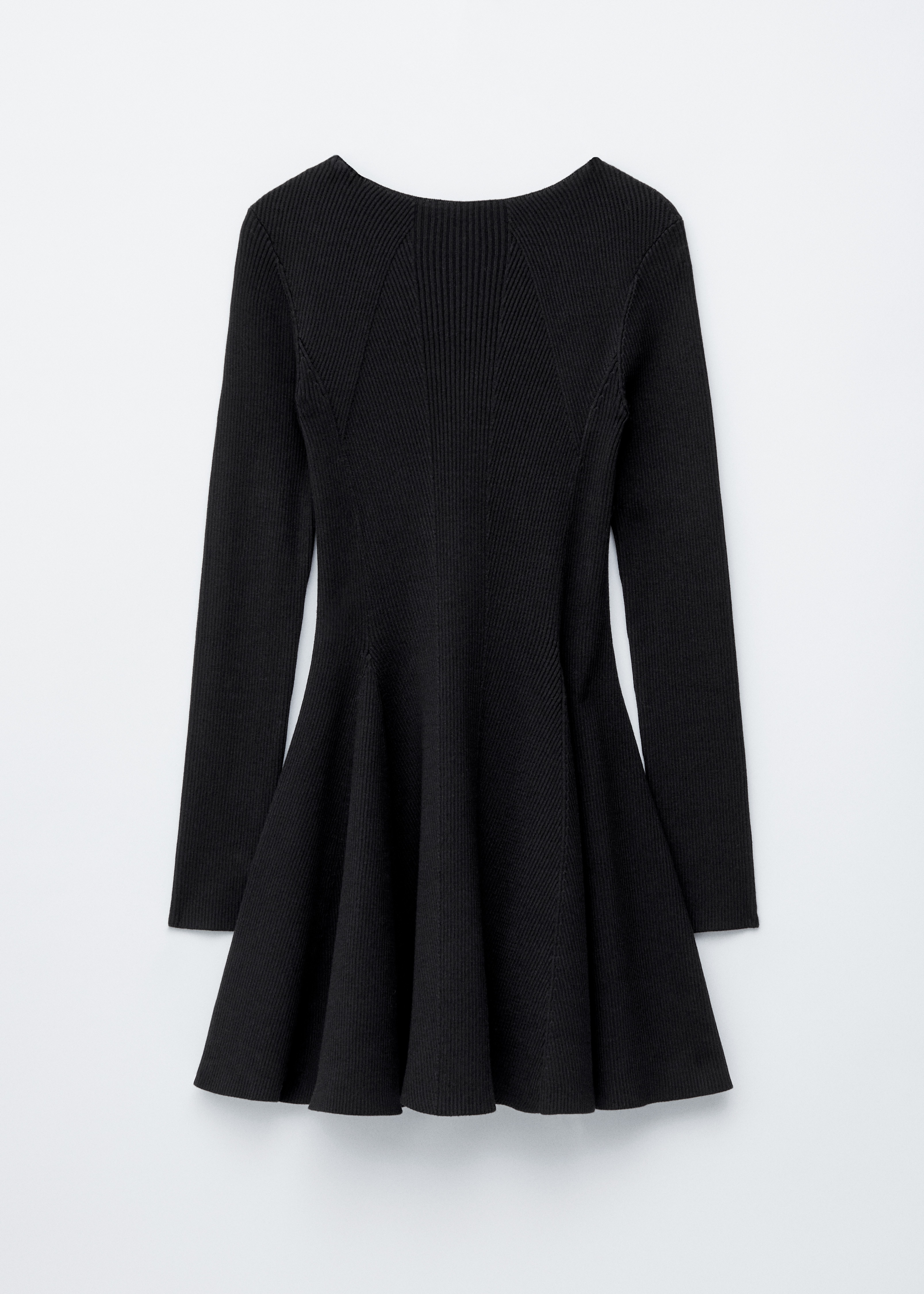 Robe courte en maille côtelée - Noir/Bordeaux
