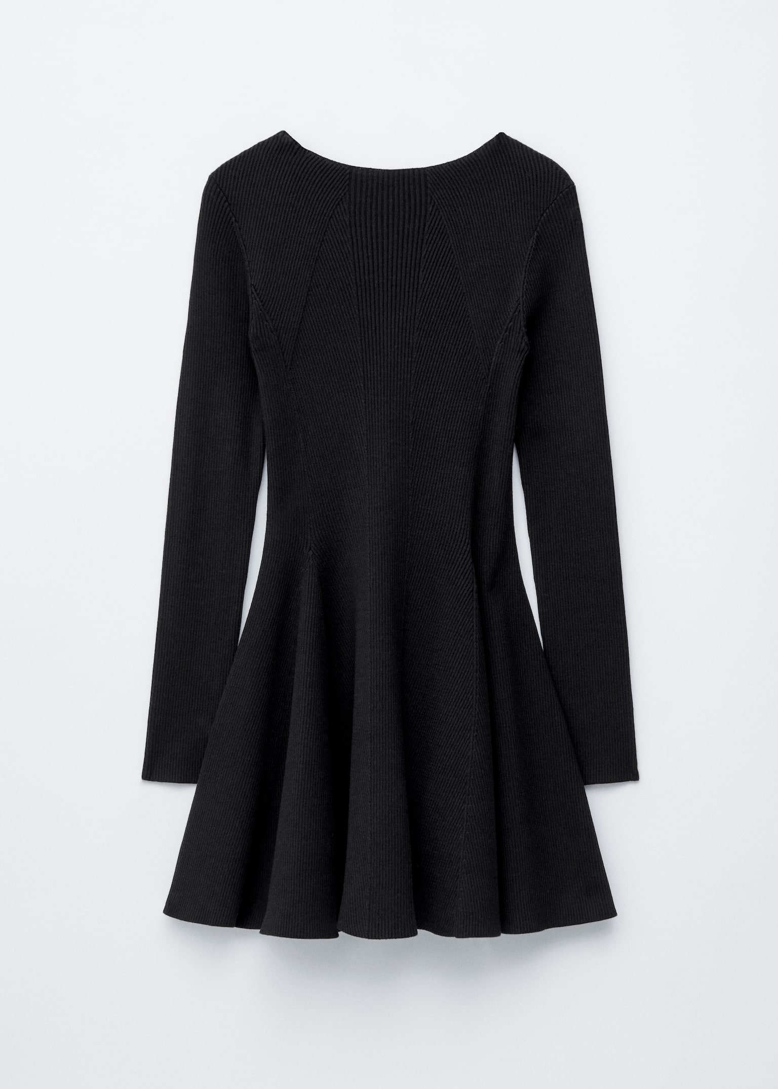 Rib Knit Mini Dress - Negru/Burgundy - 2