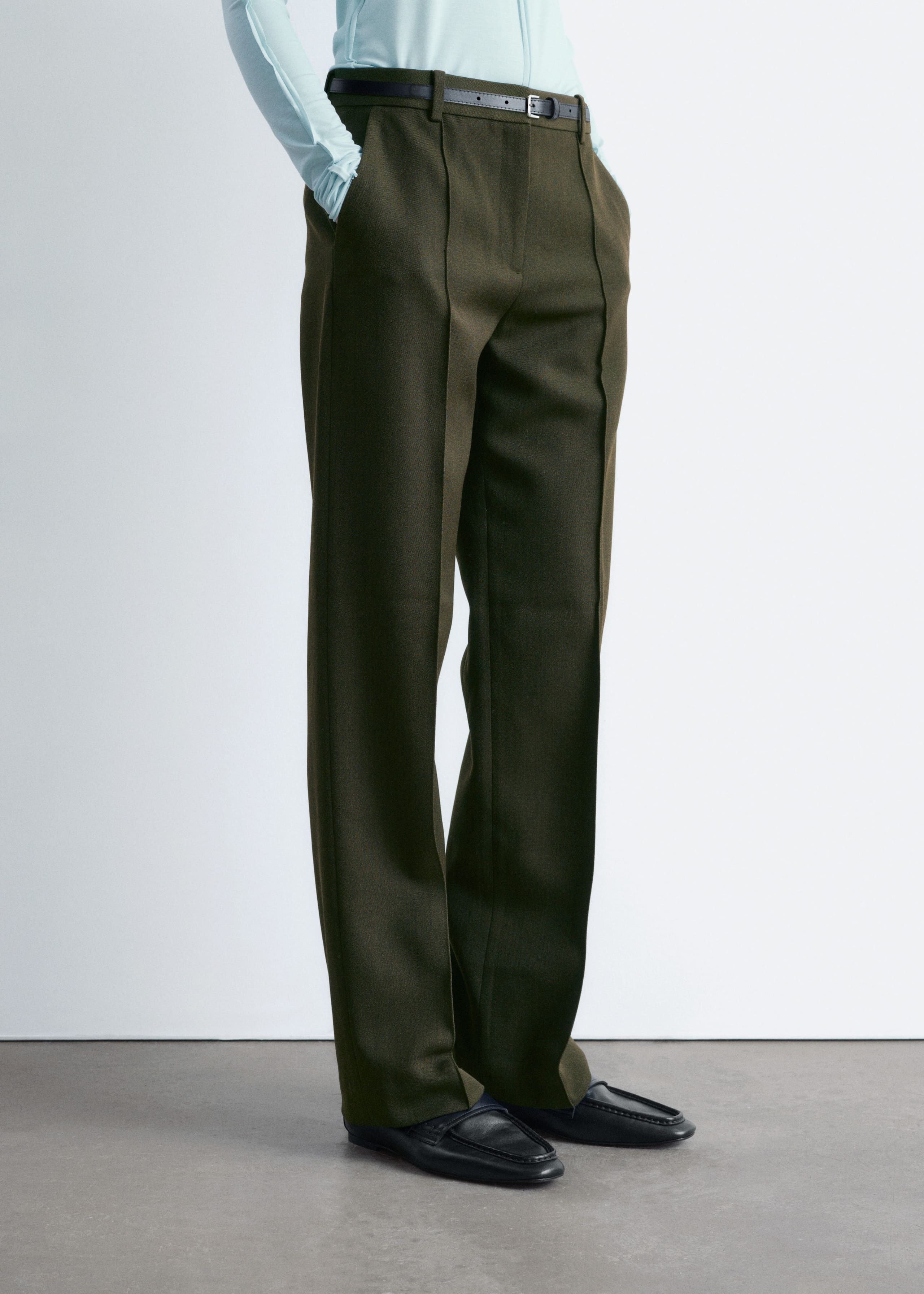 Image of Wool-Blend Tailored Trousers