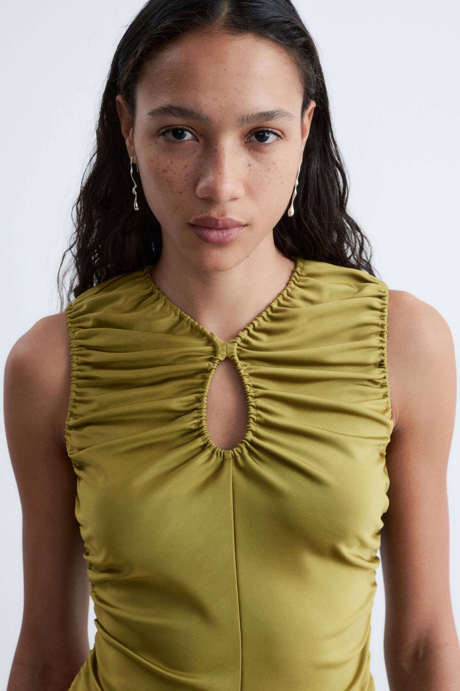 Cercei Drop Alungiți - Argintiu/Inel auriu - 1