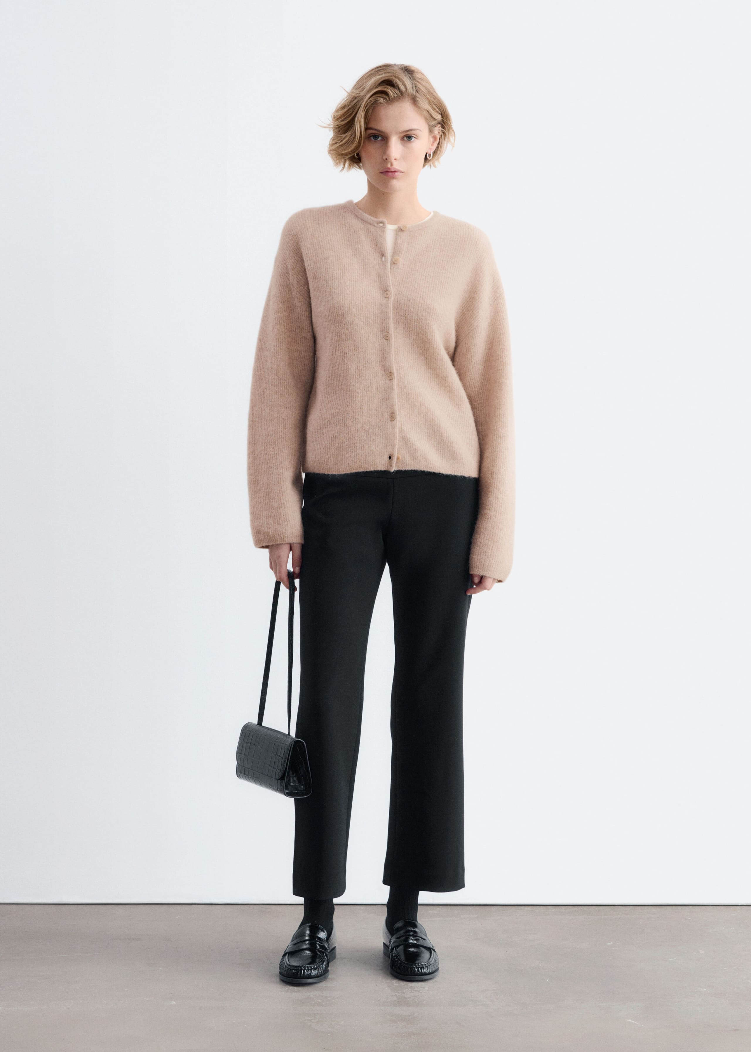 Alpaca-Blend Knitted Cardigan - Beige - Lookbook