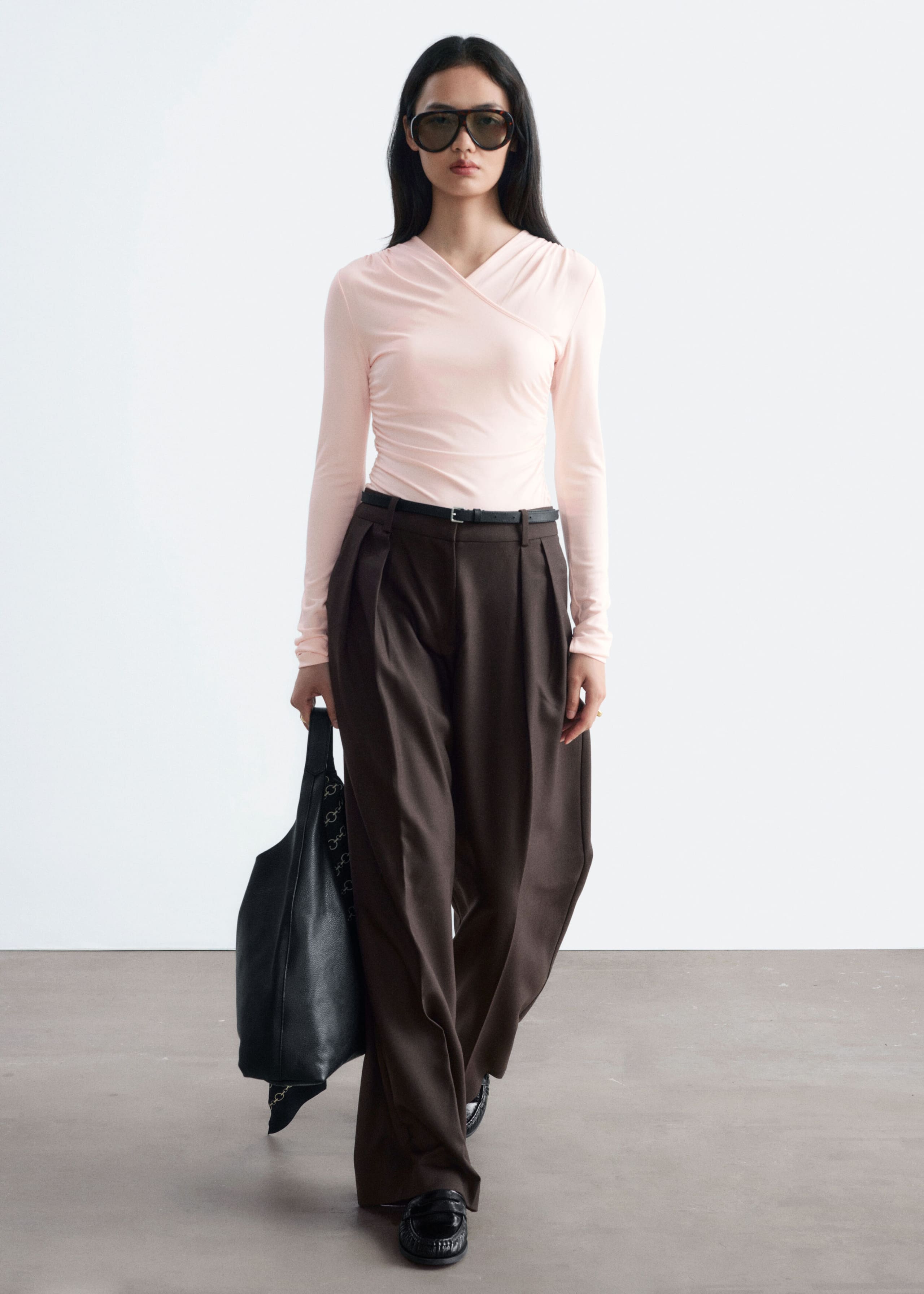 Modal Jersey Wrap Top - Light Pink - Lookbook