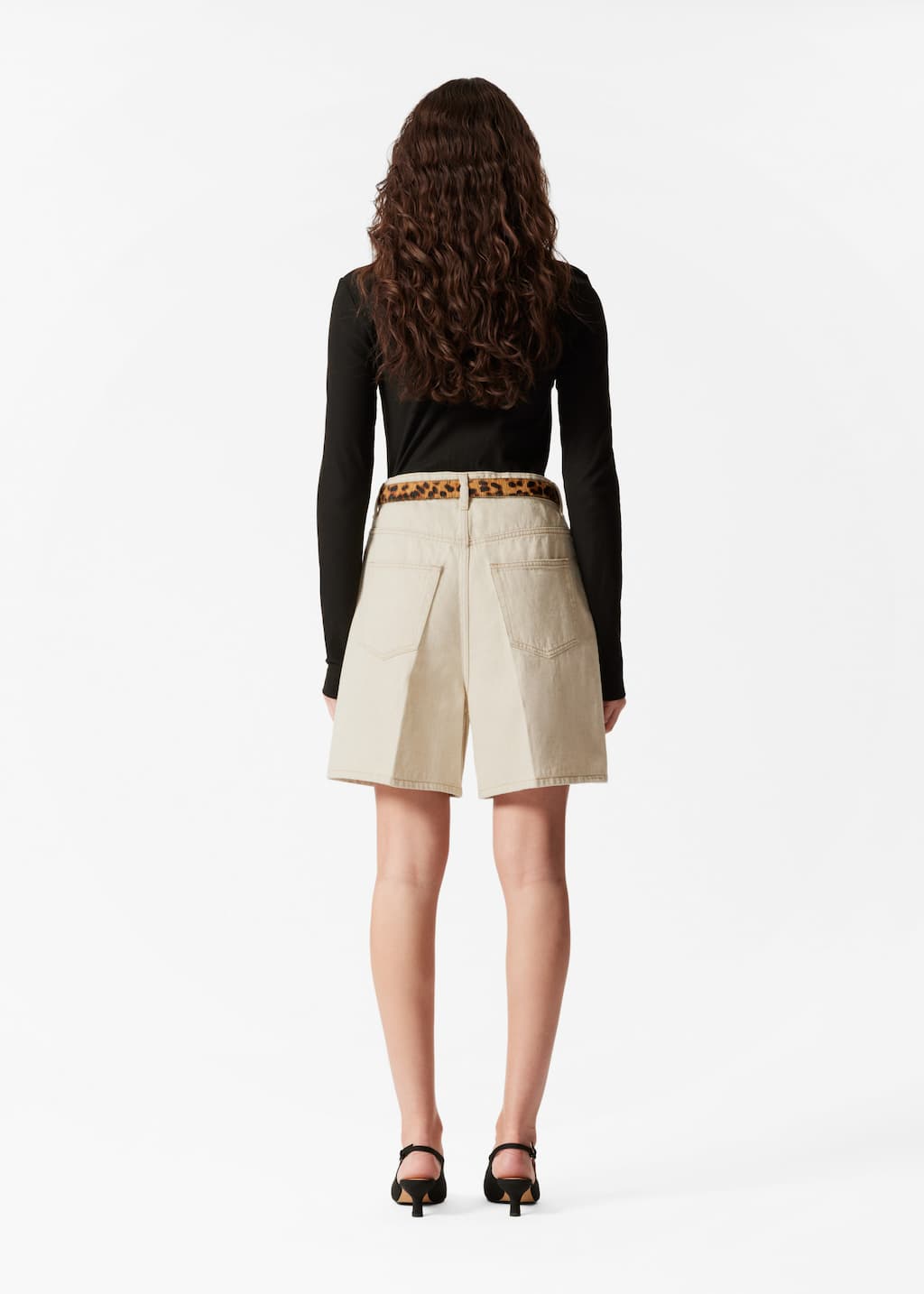 Image of Wide-Leg Denim Shorts