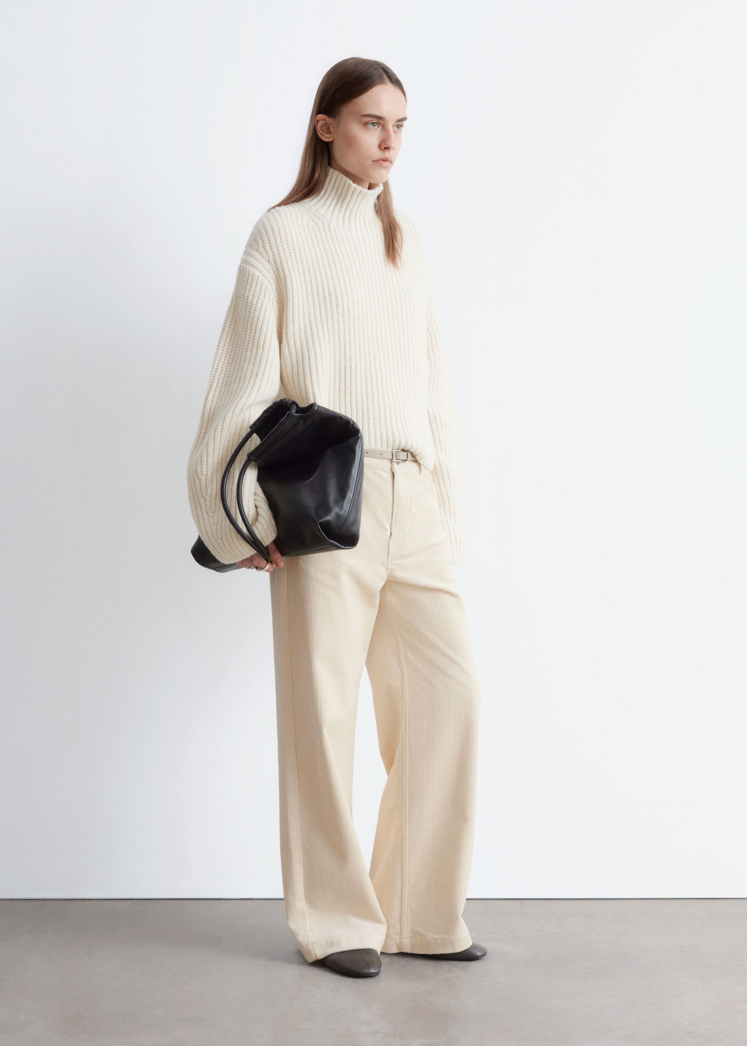 Image of Wide-Leg Corduroy Trousers