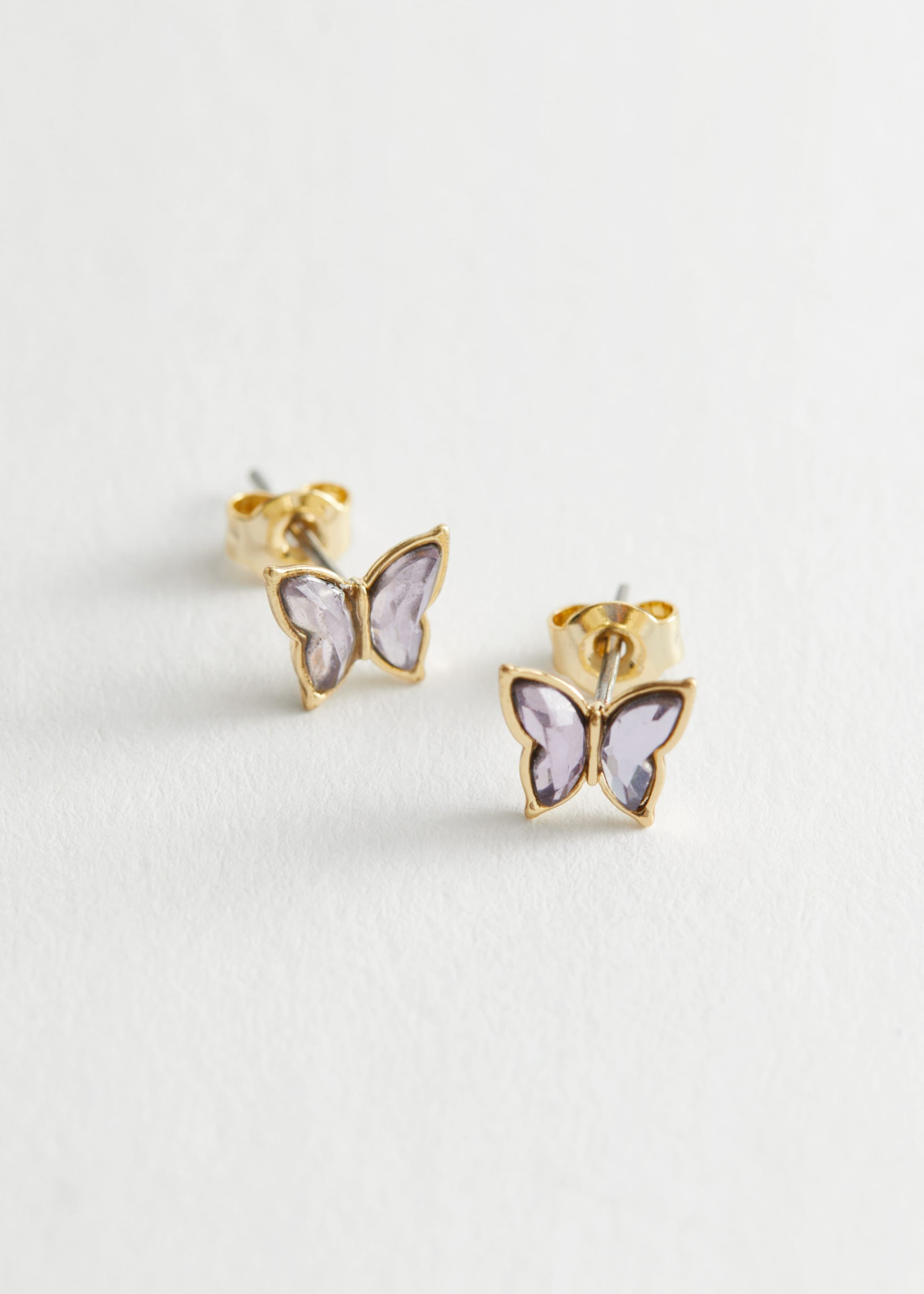 ButterflyStonePendantStudEarrings - Purple - Bodegón