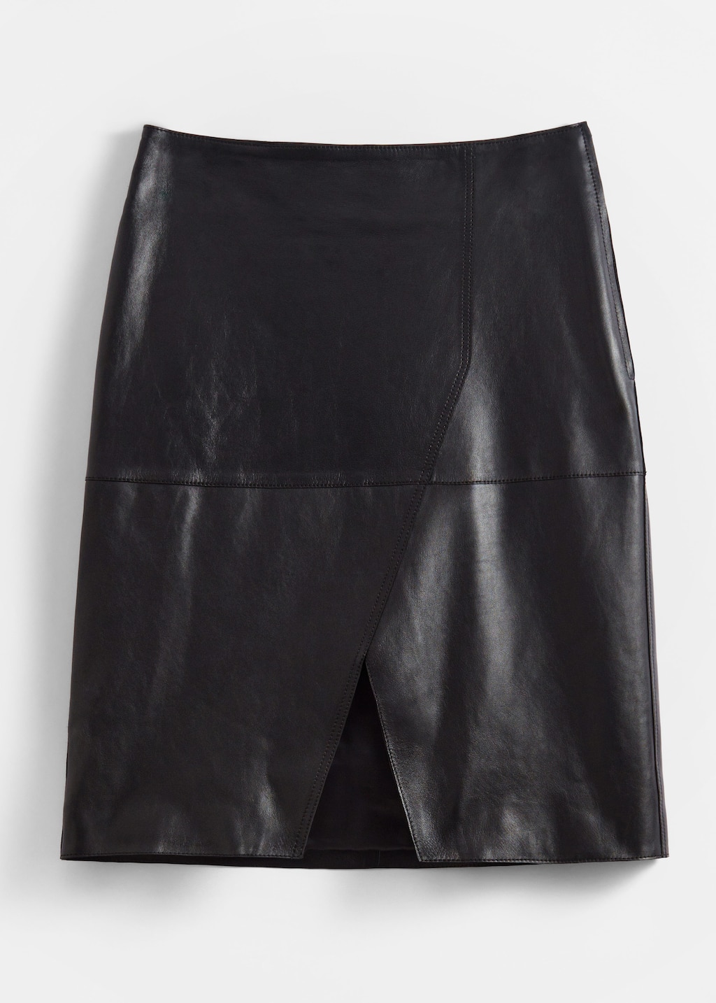 Mini-jupe fendue en cuir