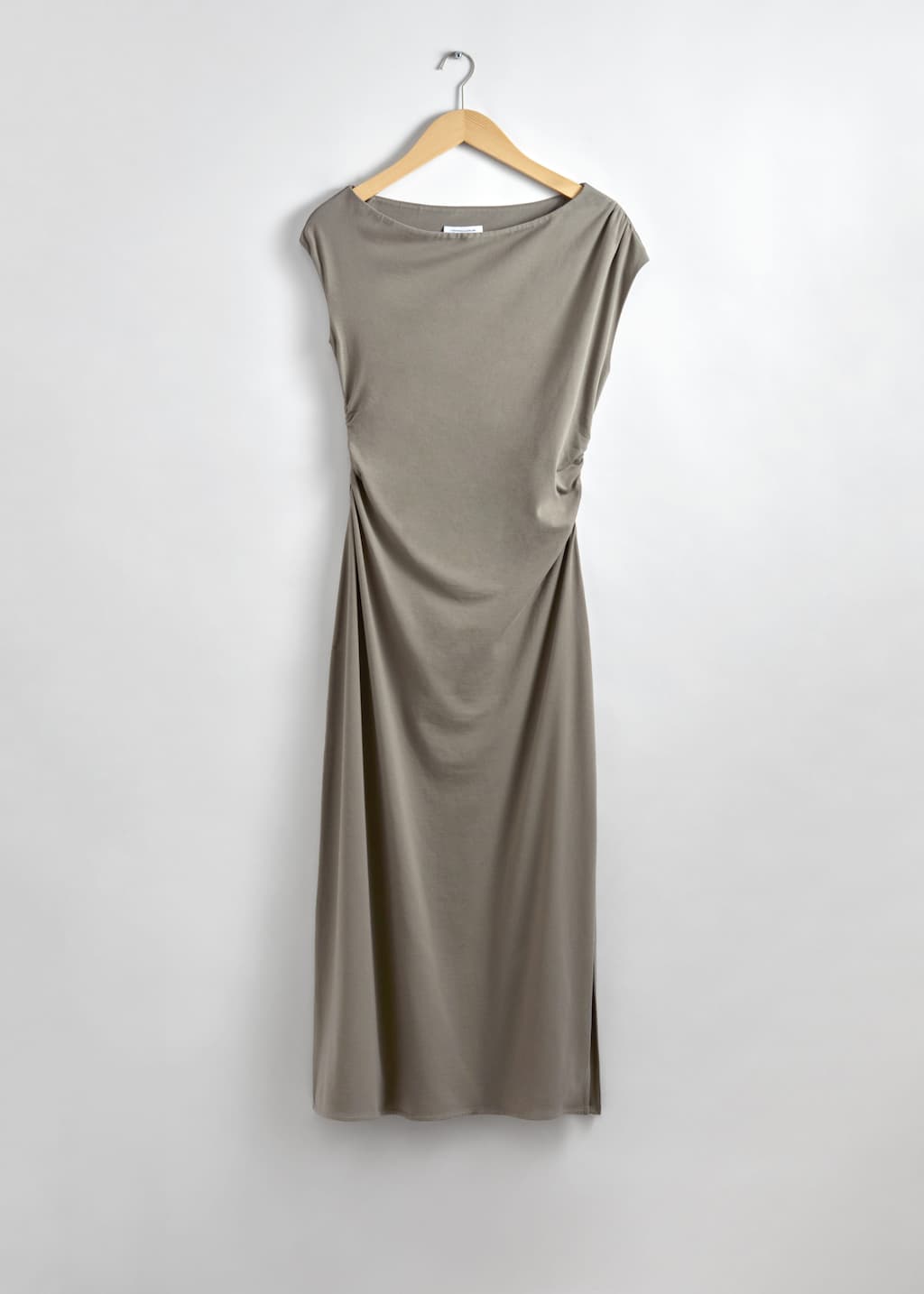 Vestido midi de un solo hombro - Caqui - Bodegón