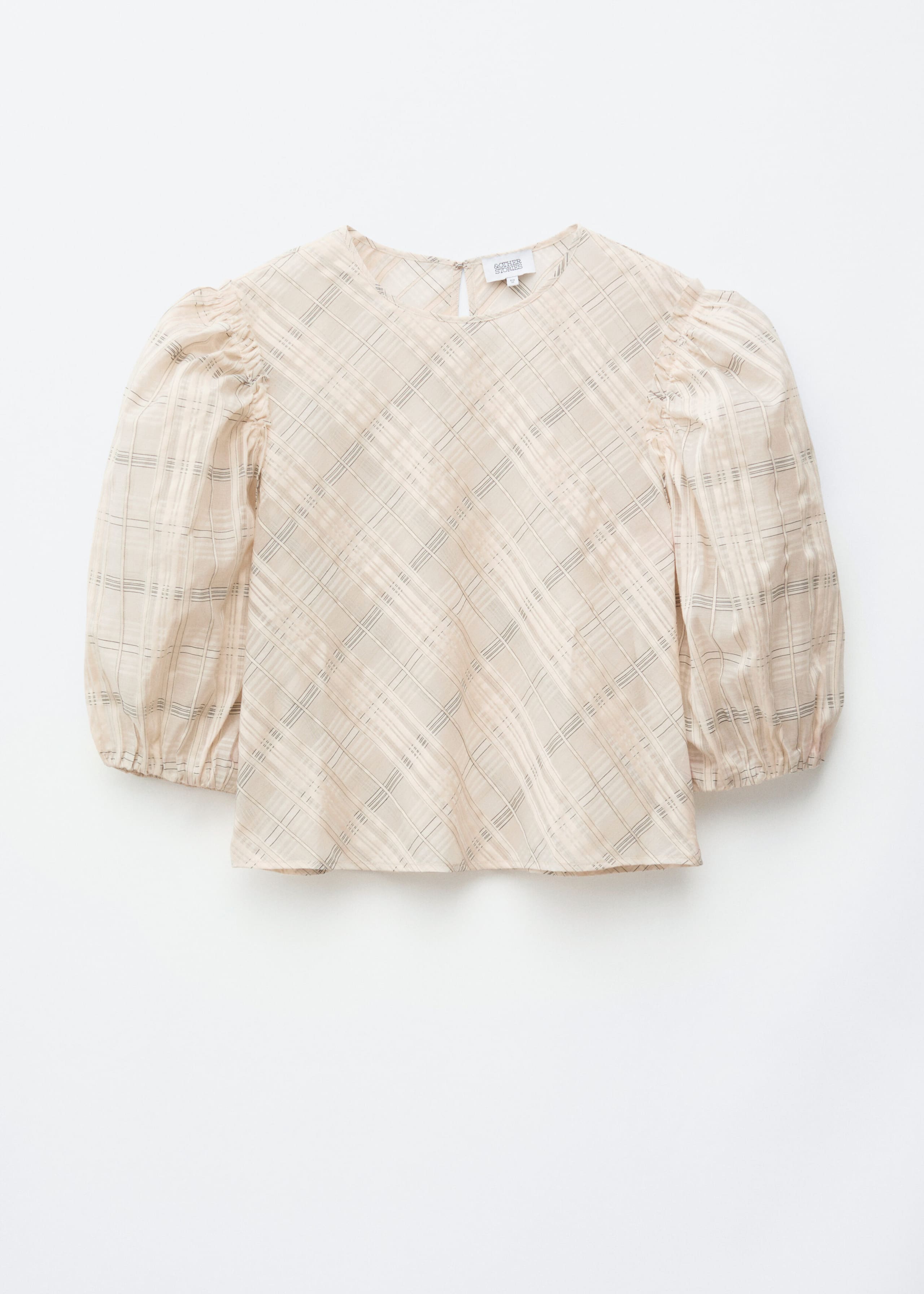 Image of Balloon-Sleeve Jacquard Blouse