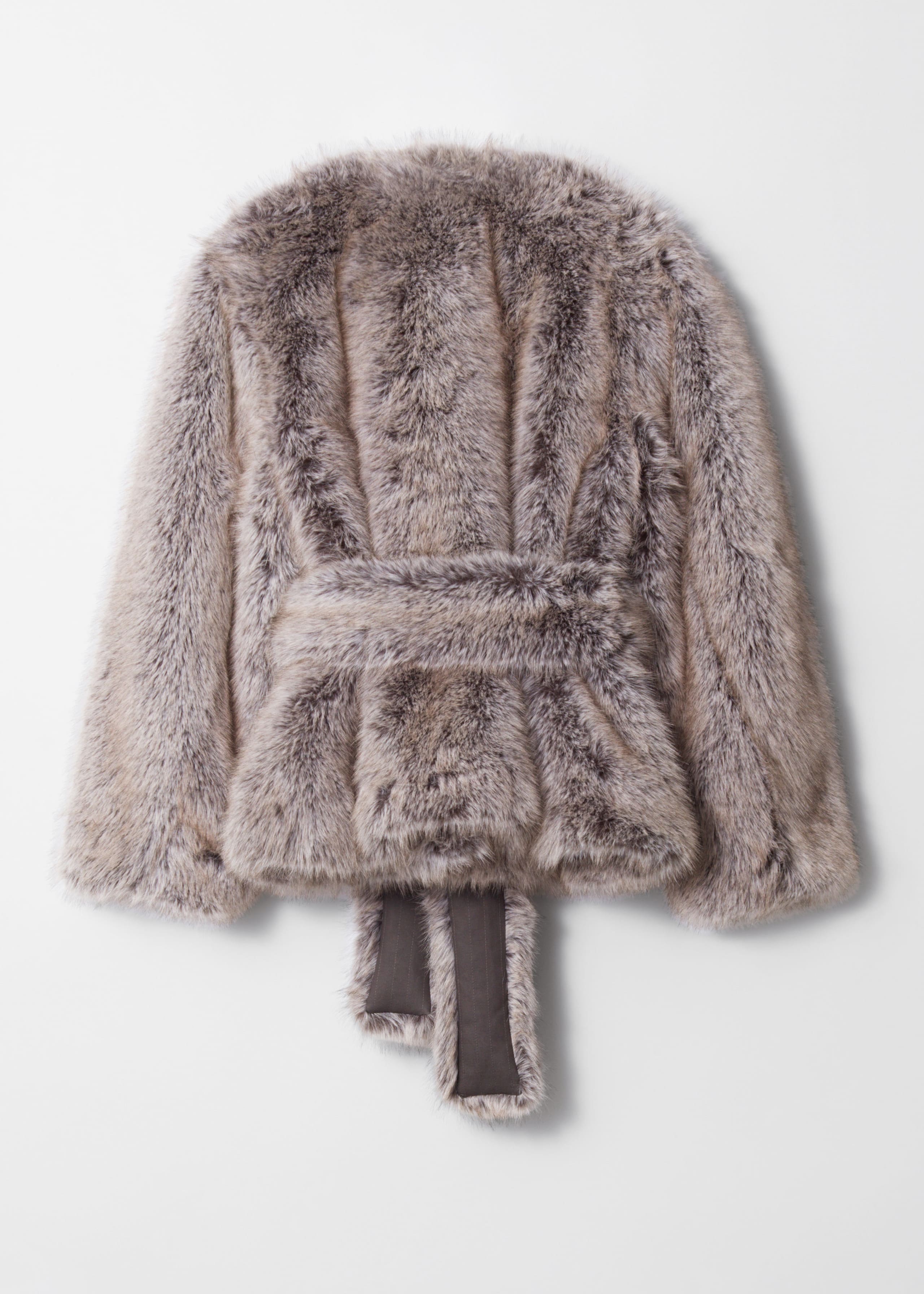 Image of Veste en fausse fourrure ceinturée