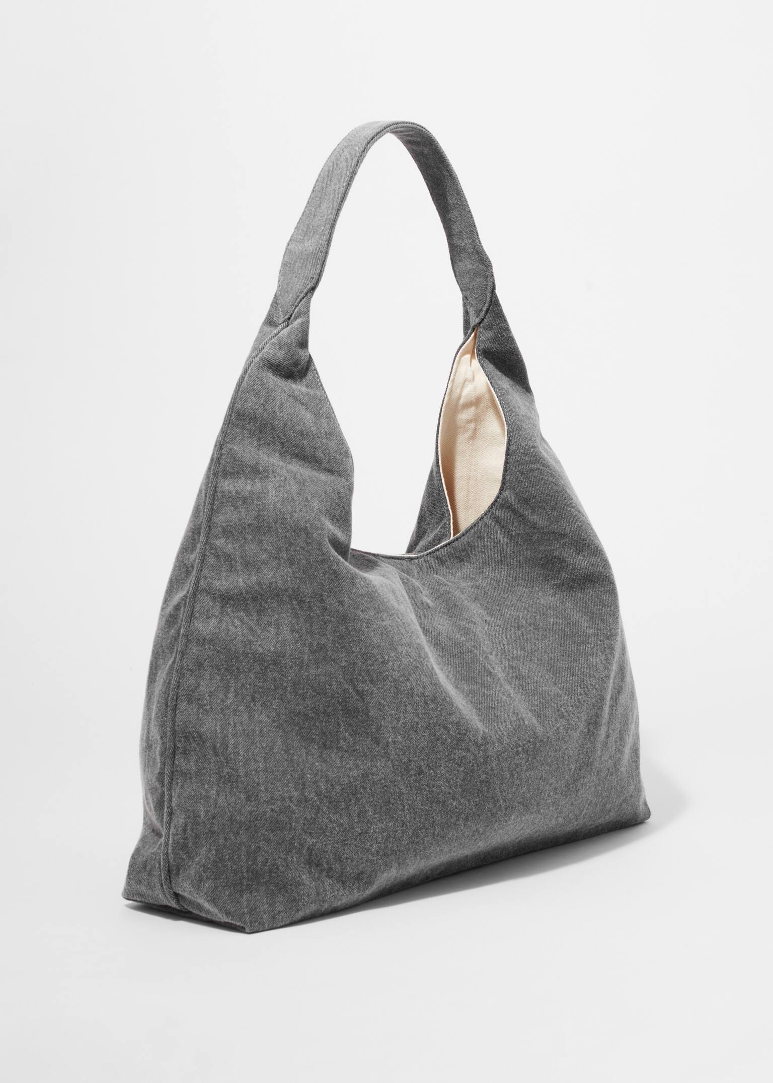 Geantă tote din denim spălat - Gri/Roz - 4