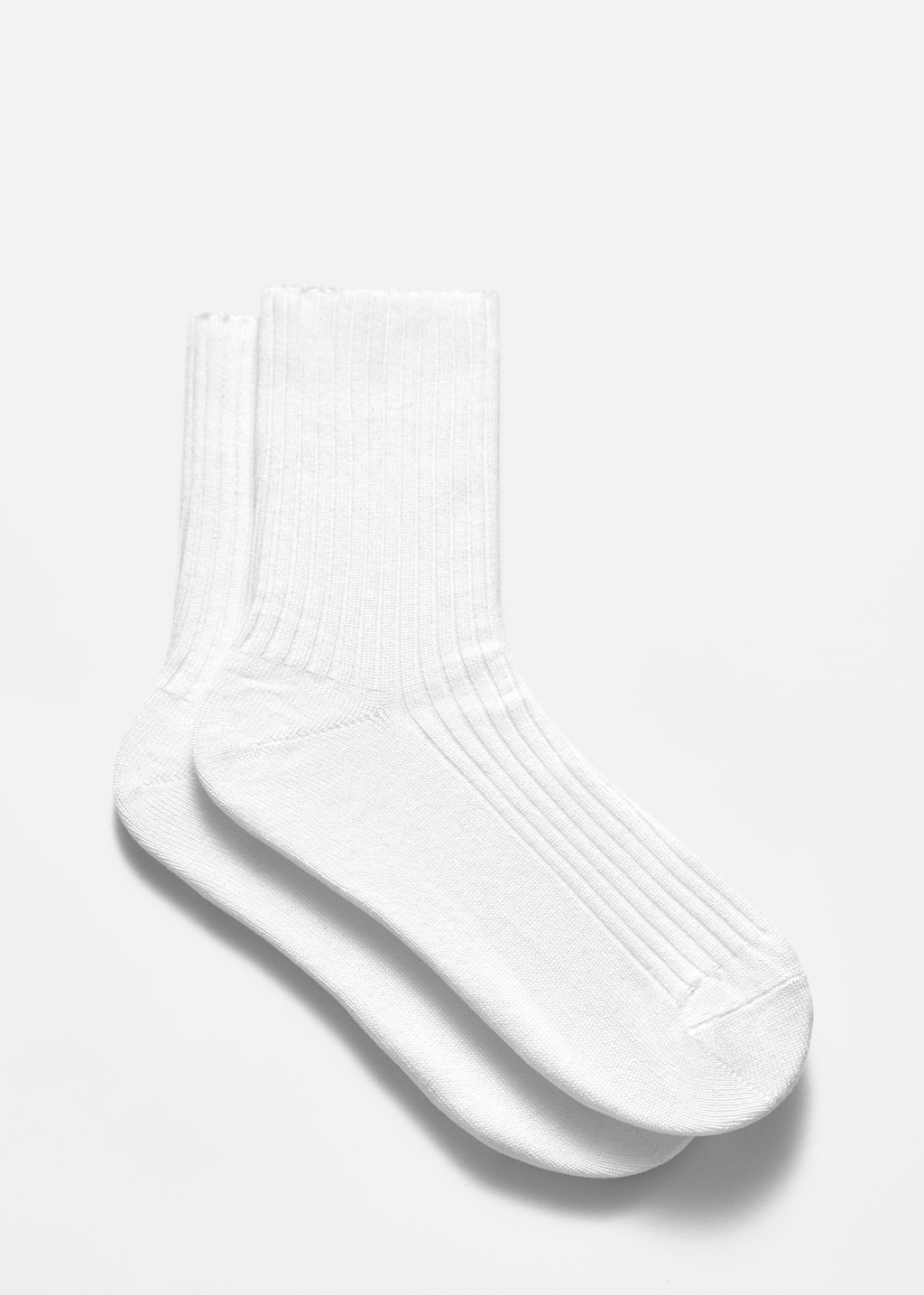 2-Pack Ribbed Cotton Socks - White - Still Life