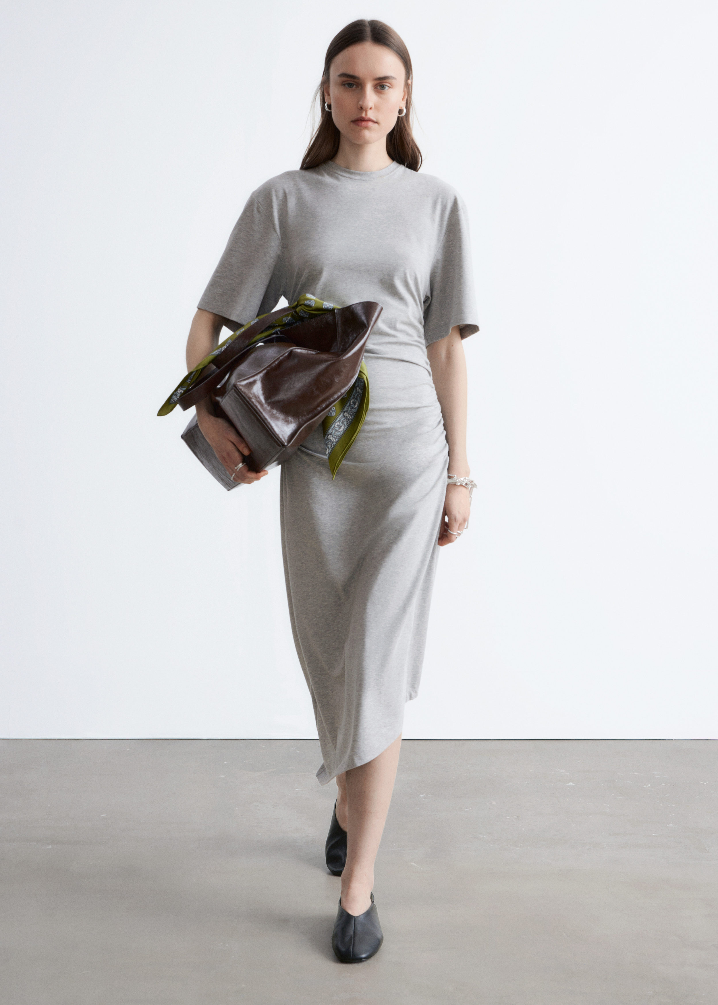 Asymmetric Midi T-Shirt Dress - Light Grey - & Other Stories US