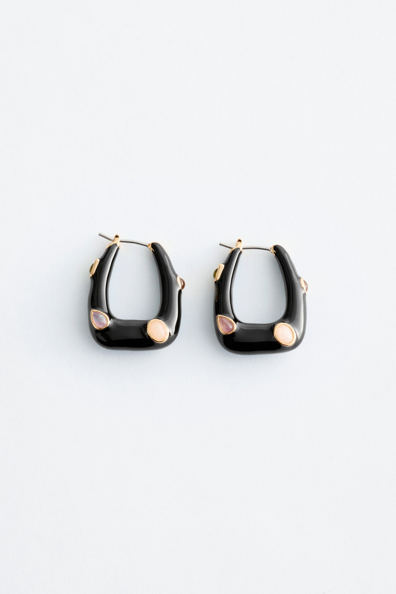 Hoop Earrings - Black/Multi Colour/Off White/Multi Colour - 1