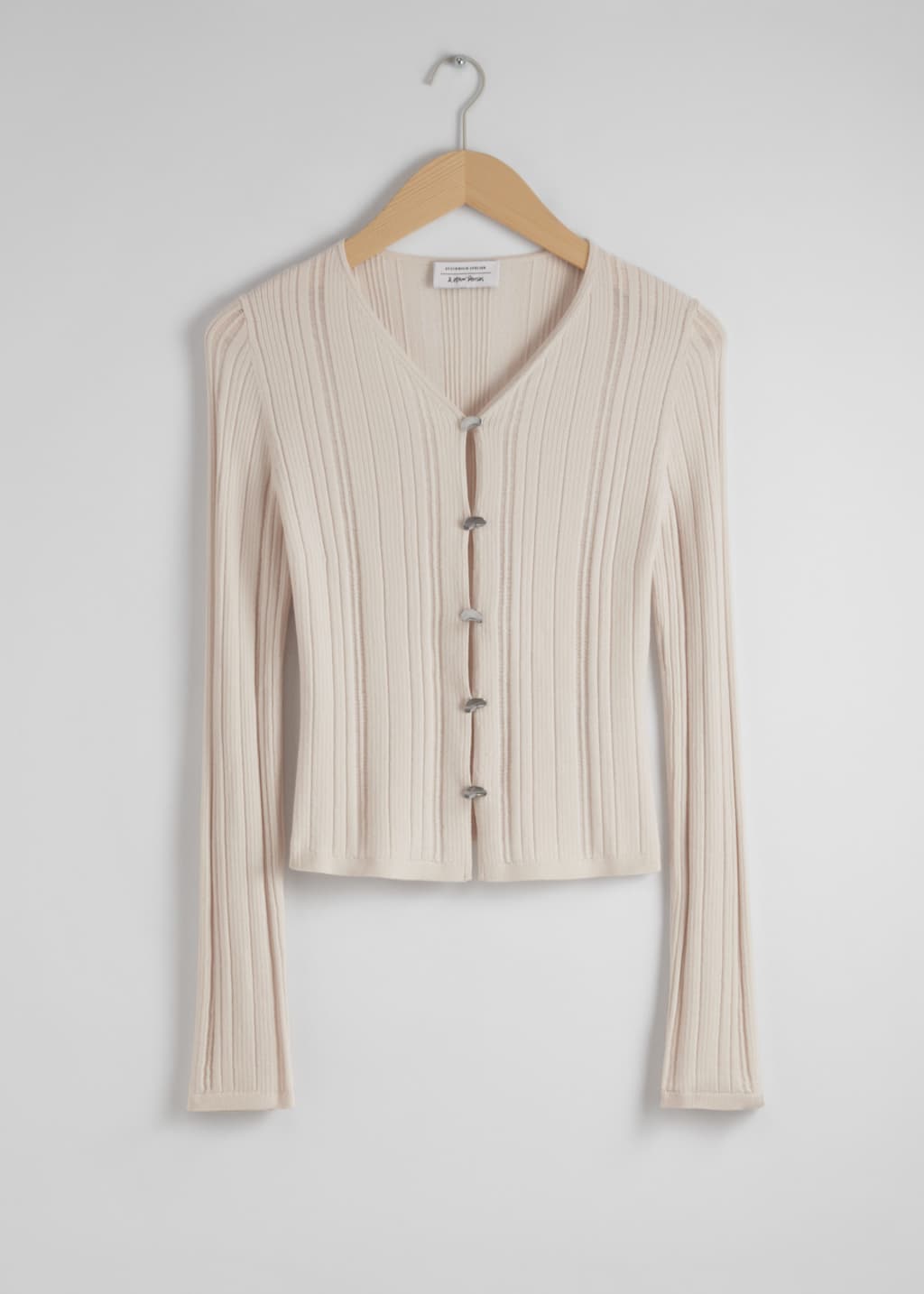 Buttoned Rib-Knit Cardigan