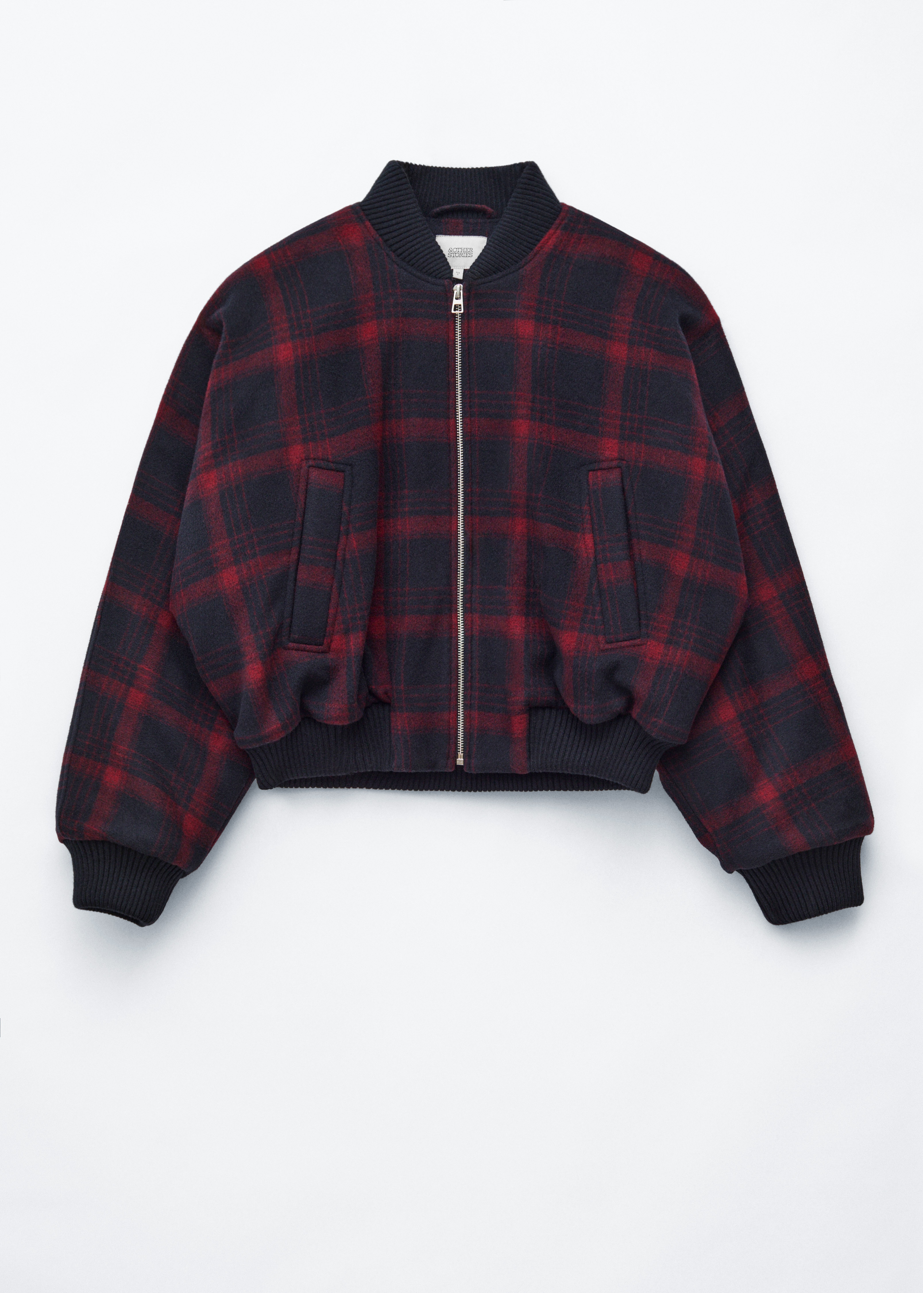 Kurtka typu bomber w kratkę - Niebieski/Kratka