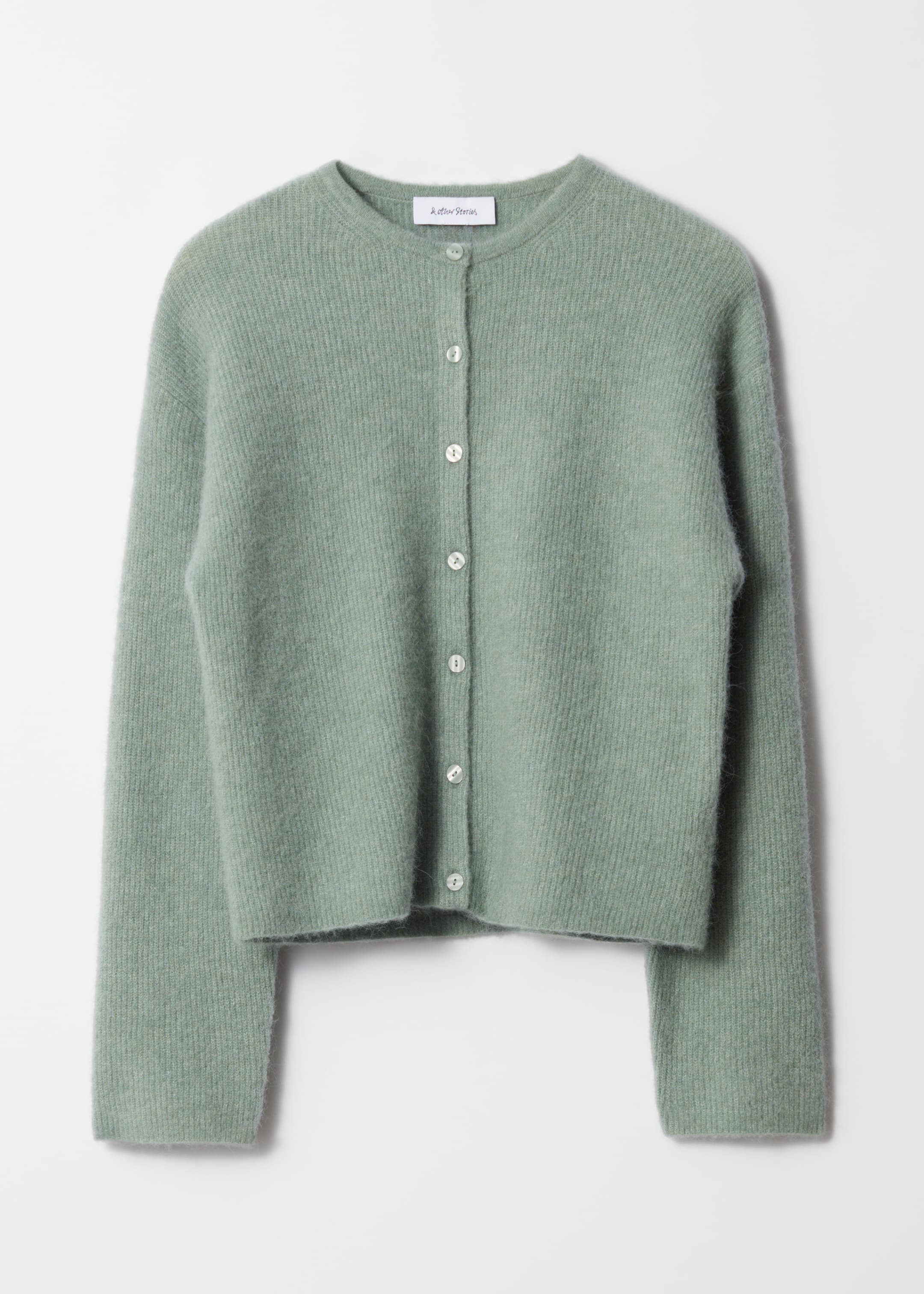 Visa större bild: Stickad cardigan i alpackablandning - Grön - DAM | H&M SE 1