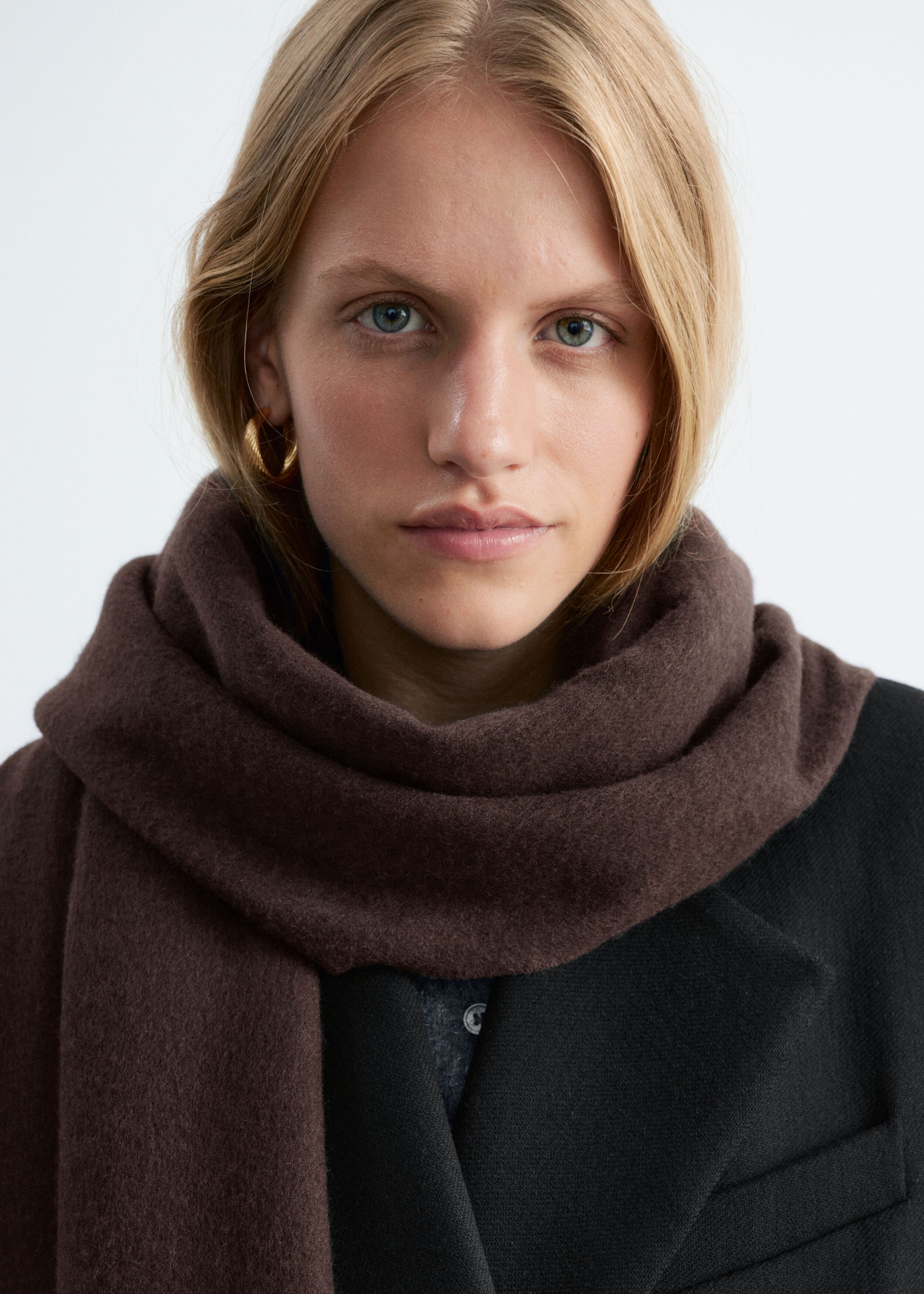 Fringed Wool Blanket Scarf - Cream - Lookbook