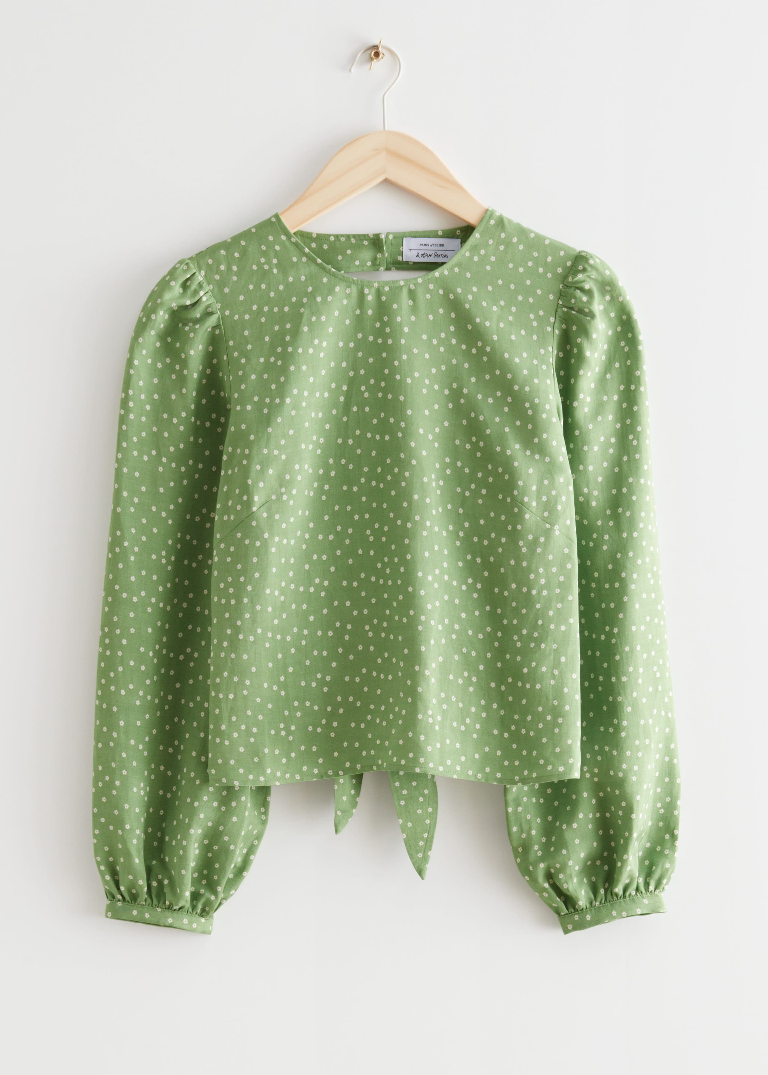 Open Back Blouse - Green Print - Natura morta