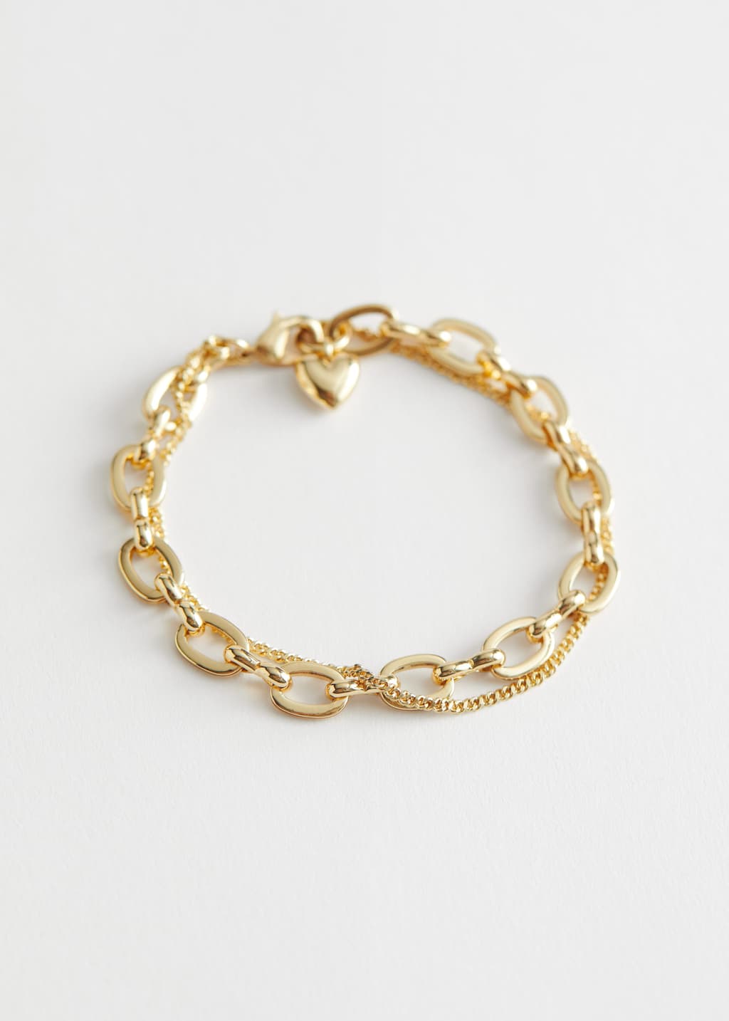 Layered Heart Pendant Bracelet - Gold - Bodegón