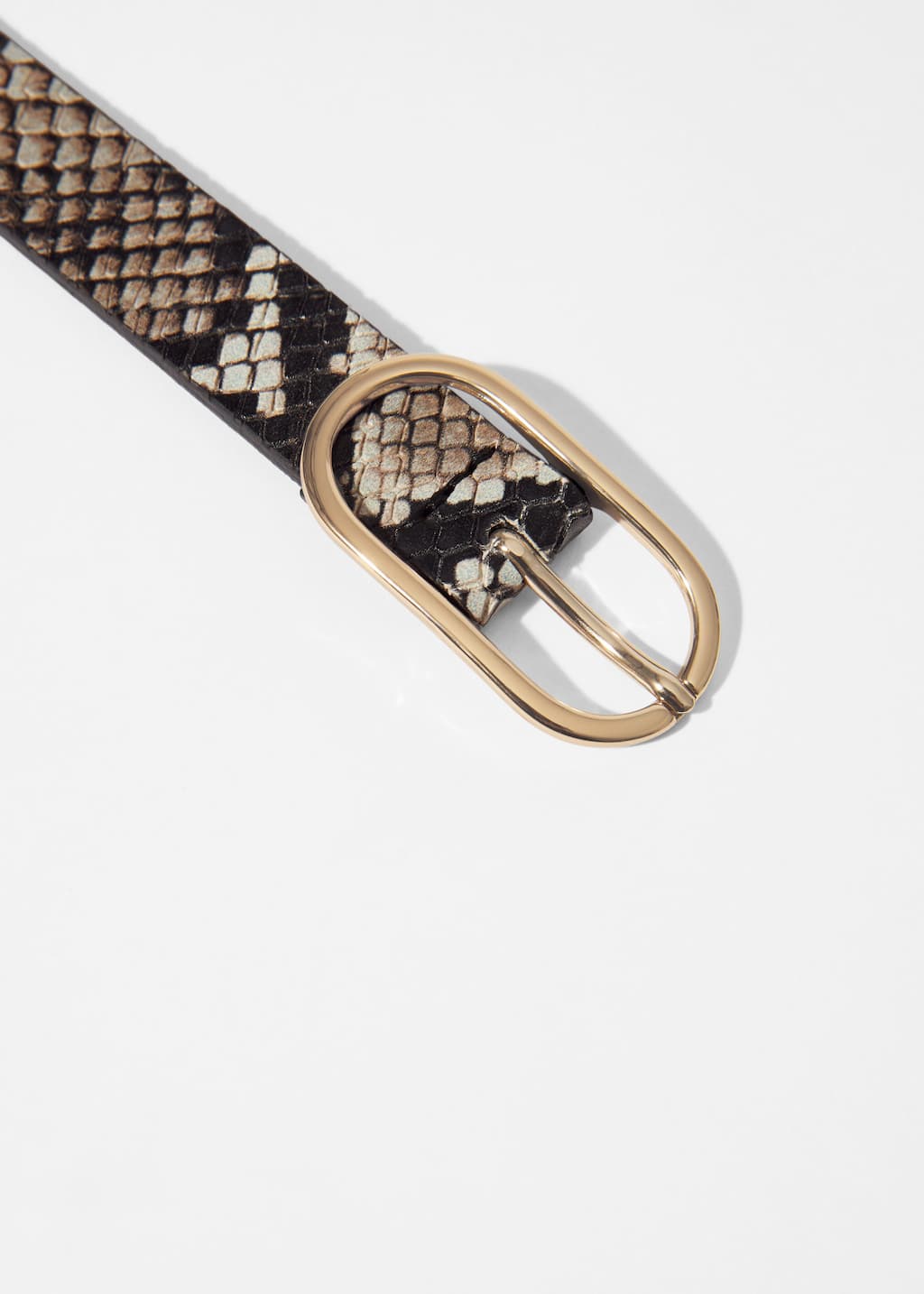 Image of Snake-Embossed Leather Belt