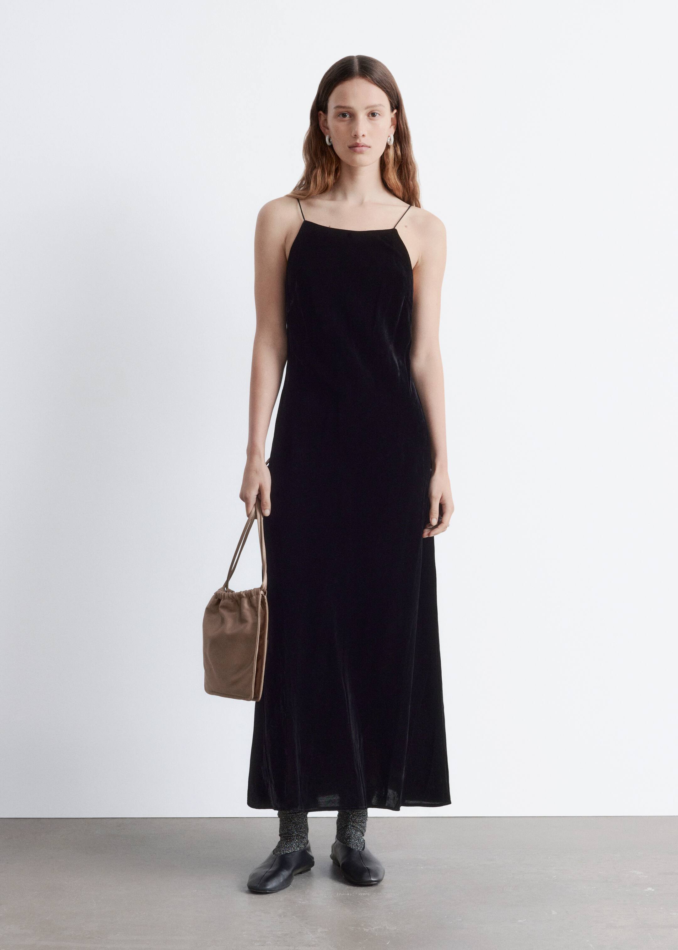 Ingrandisci l'immagine: Strappy Velvet Midi Dress - Black | H&M CH 3
