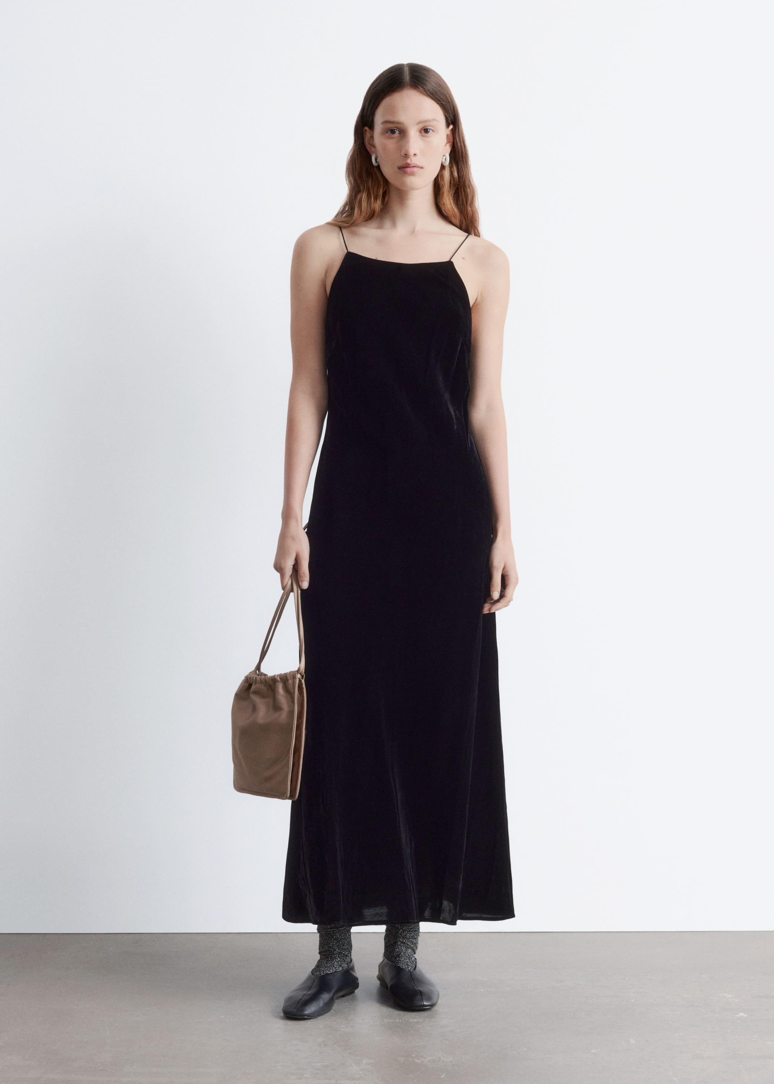 Image of Strappy Velvet Midi Dress