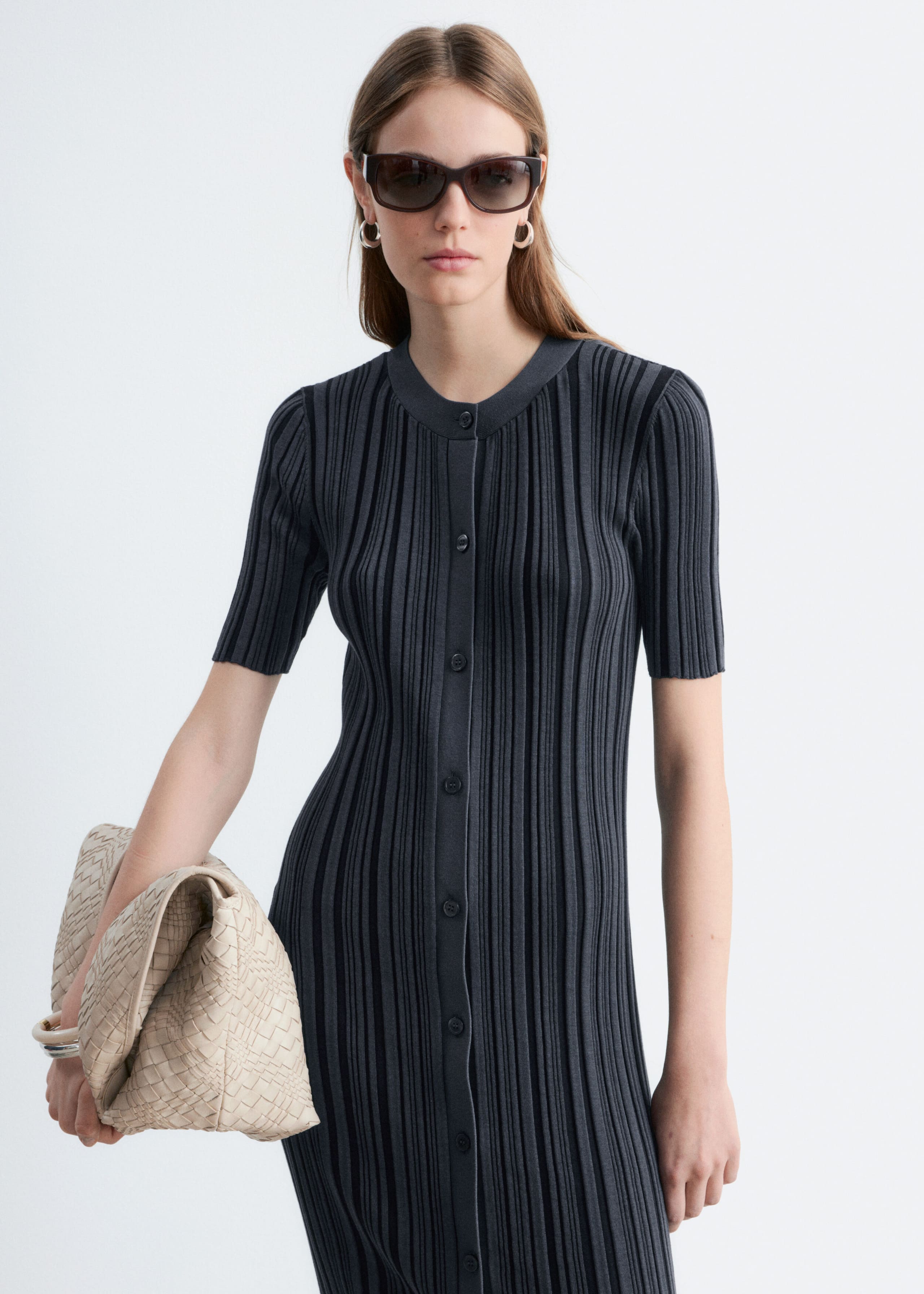 Image of Rib-Knit Midi Dress