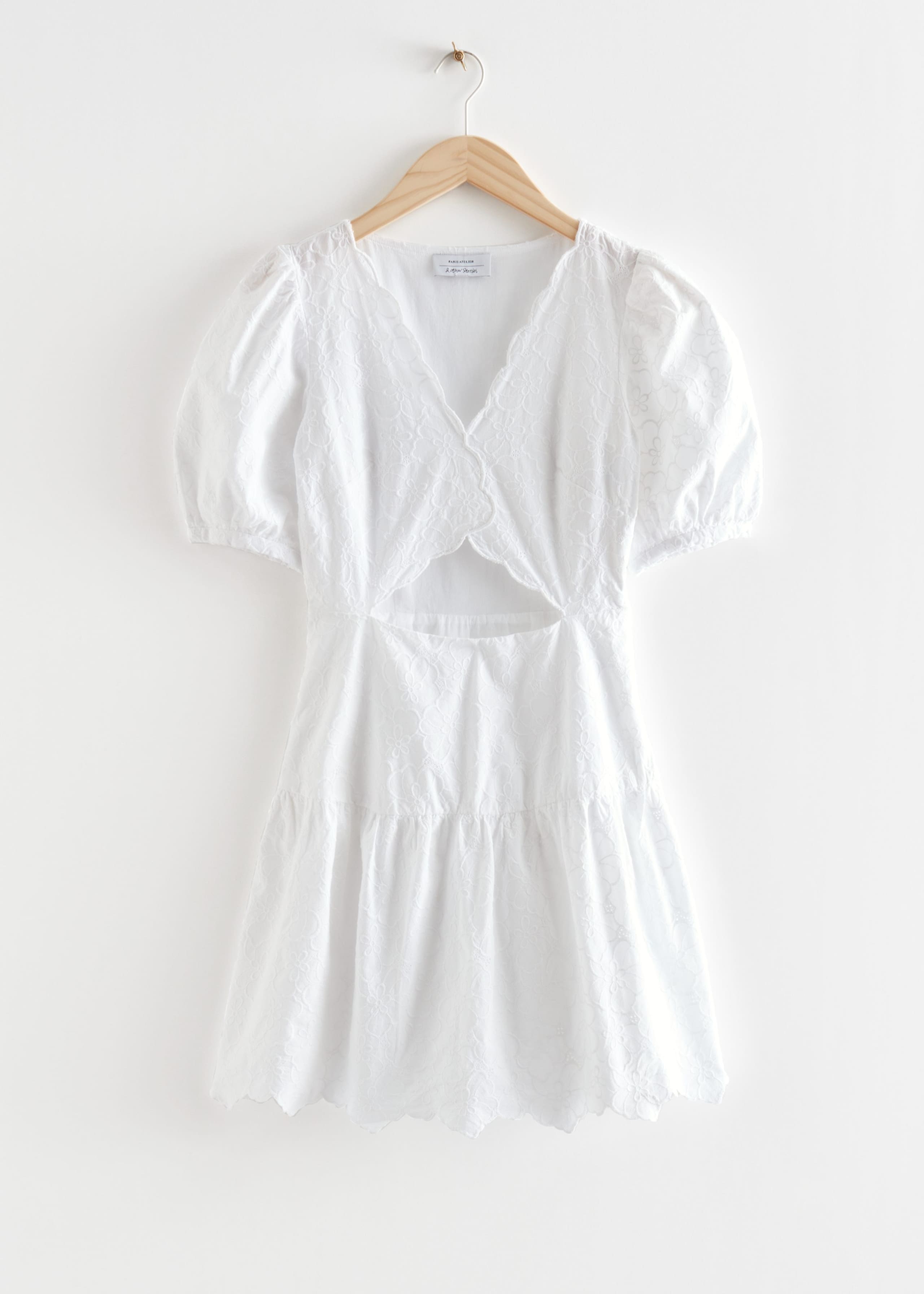 Scalloped Cut-Out Mini Dress - White - Still Life