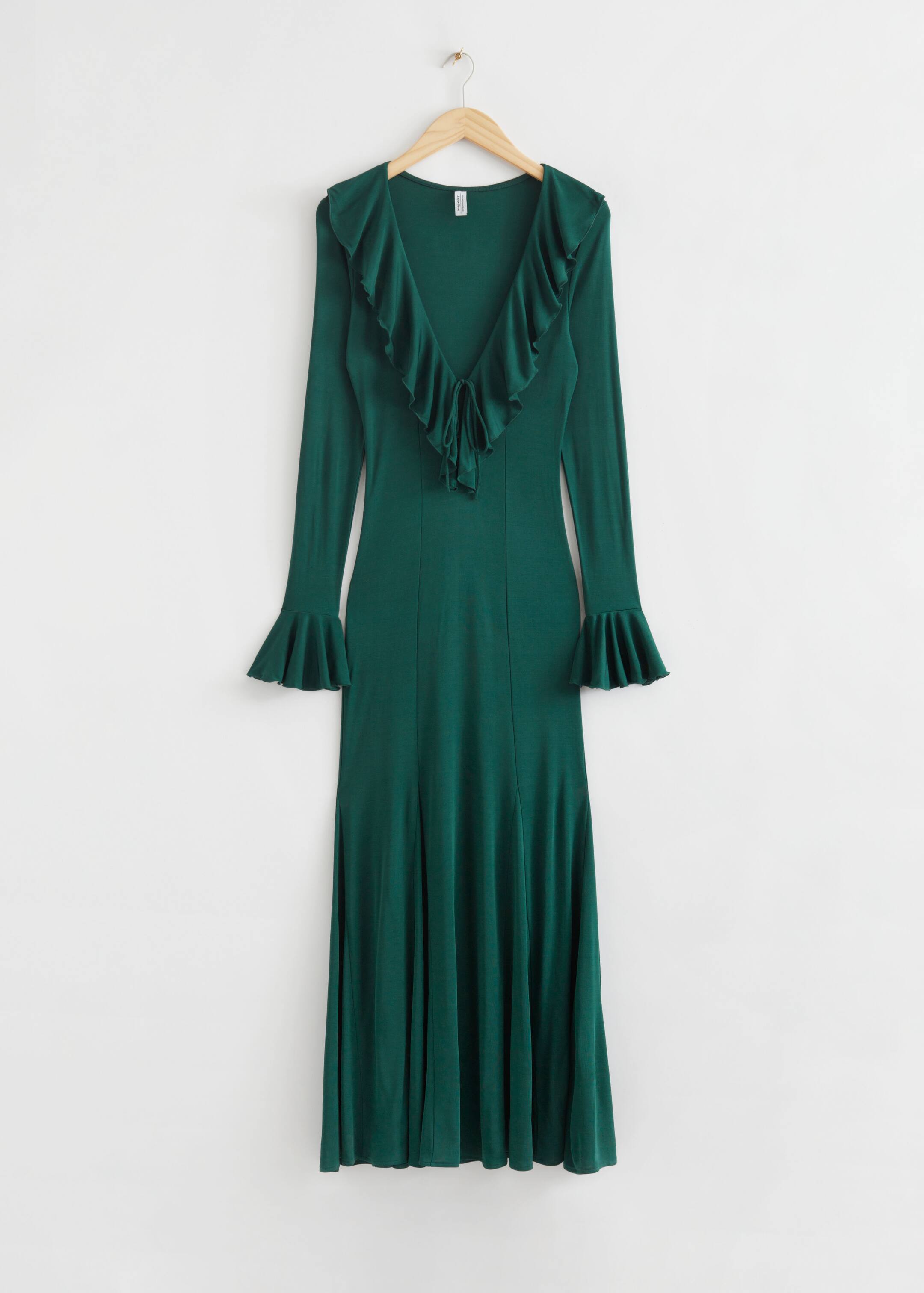 View larger image: Frilled Bell-Shaped Dress - Dark Green - Ladies | H&M GB 1