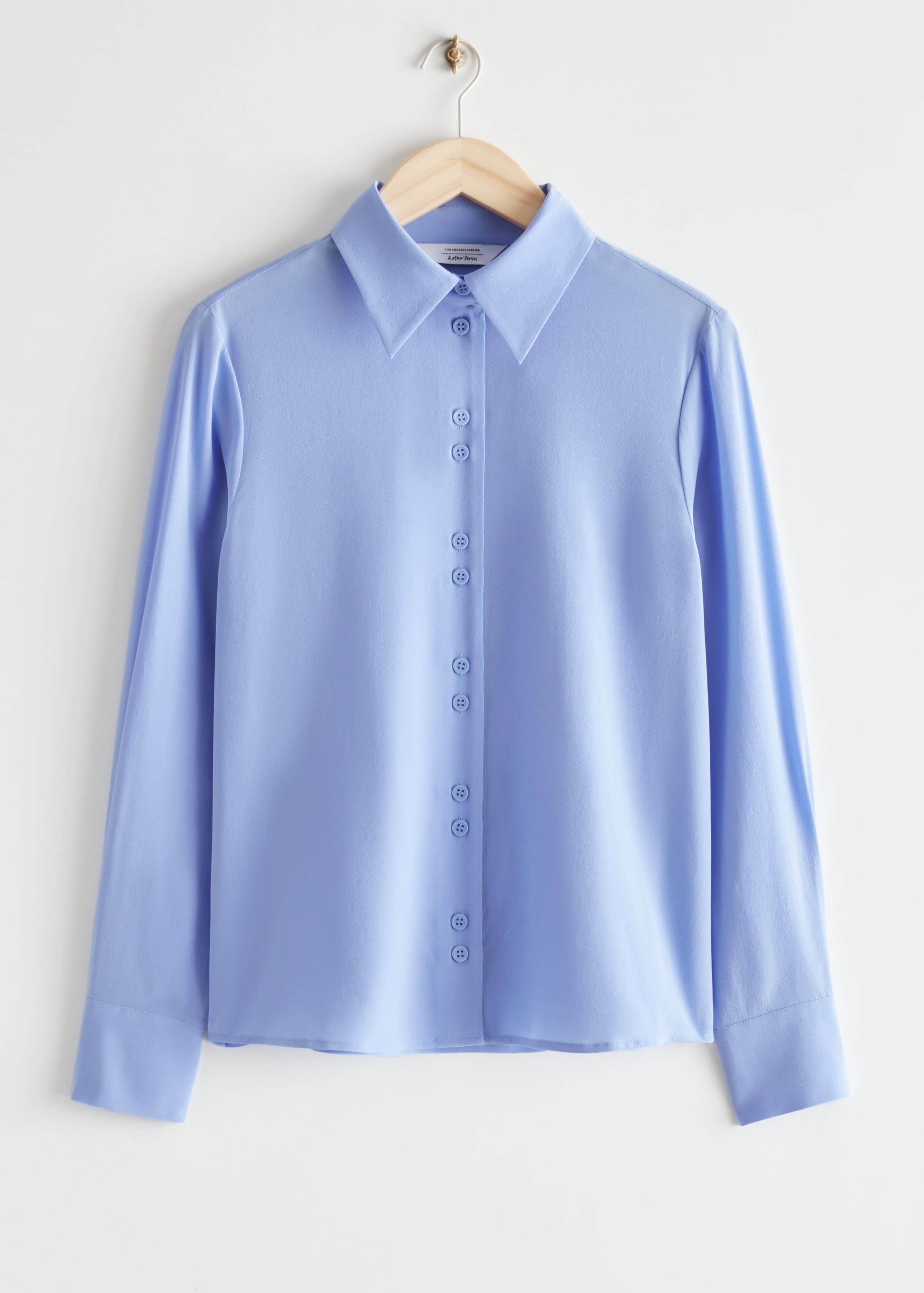 MulberrySilkButtonedBlouse - Bright Blue - Natura morta