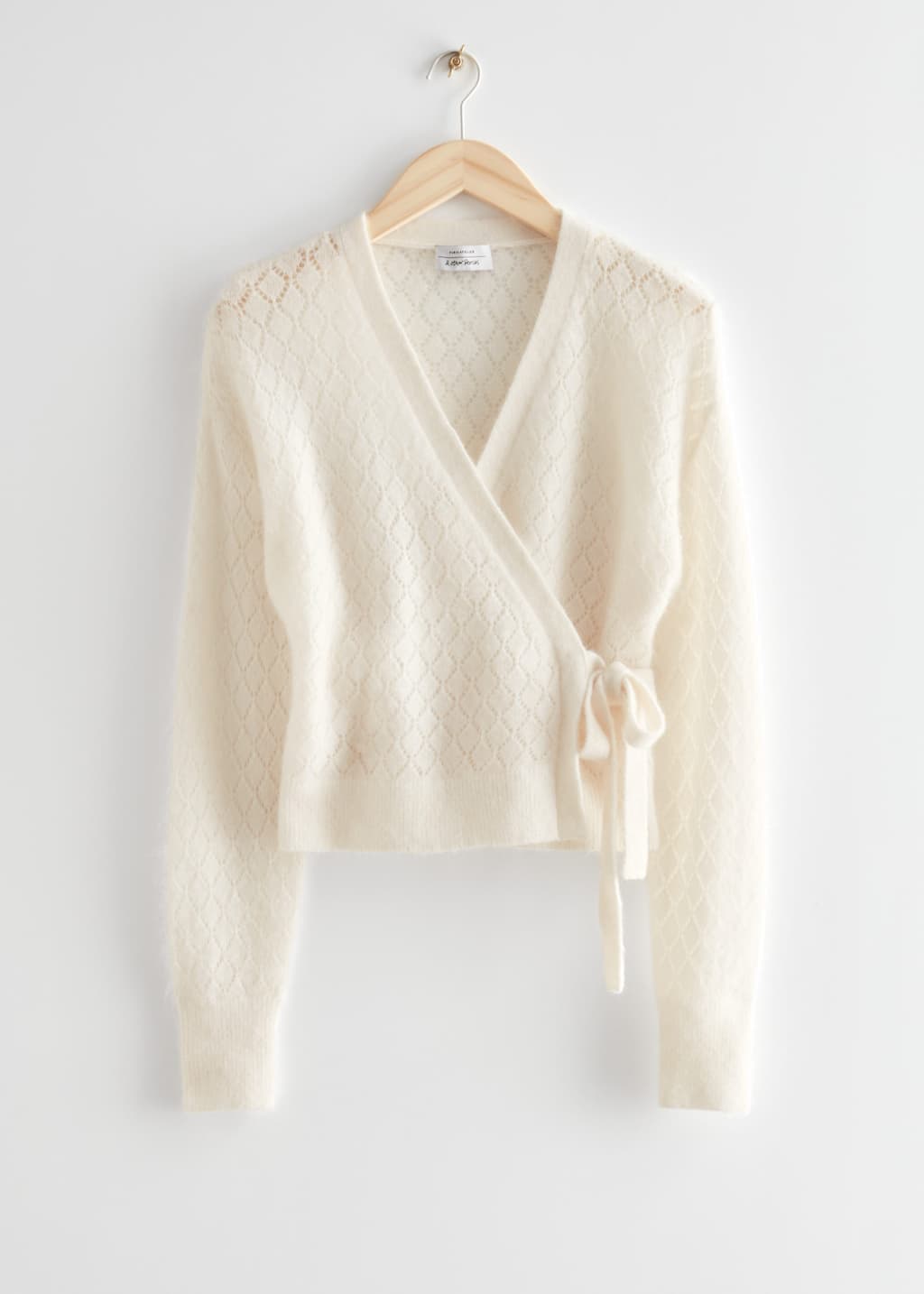 Pointelle Knit Wrap Cardigan - Pink - Still Life