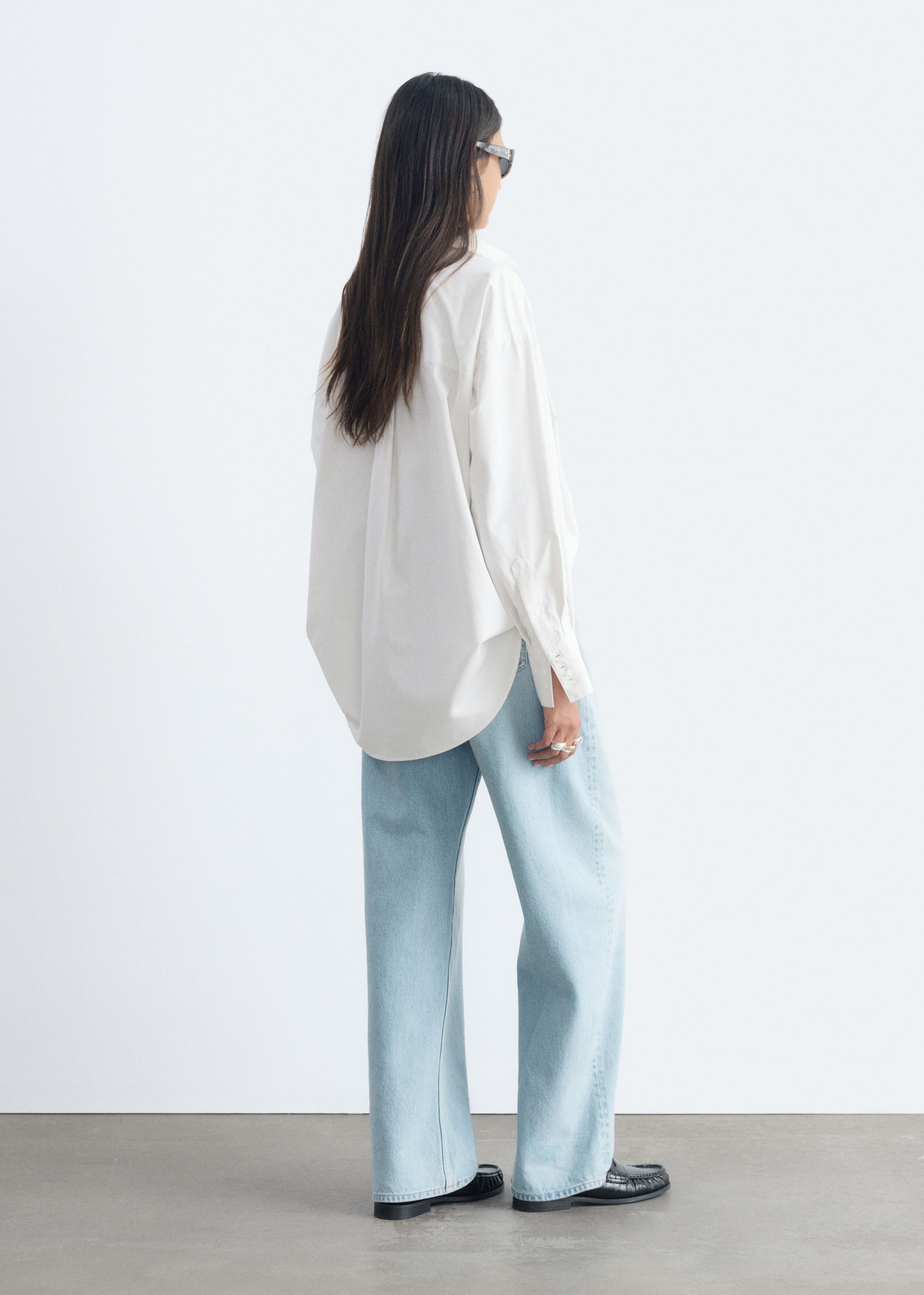 Oversized Cotton Shirt - White - Lookbook