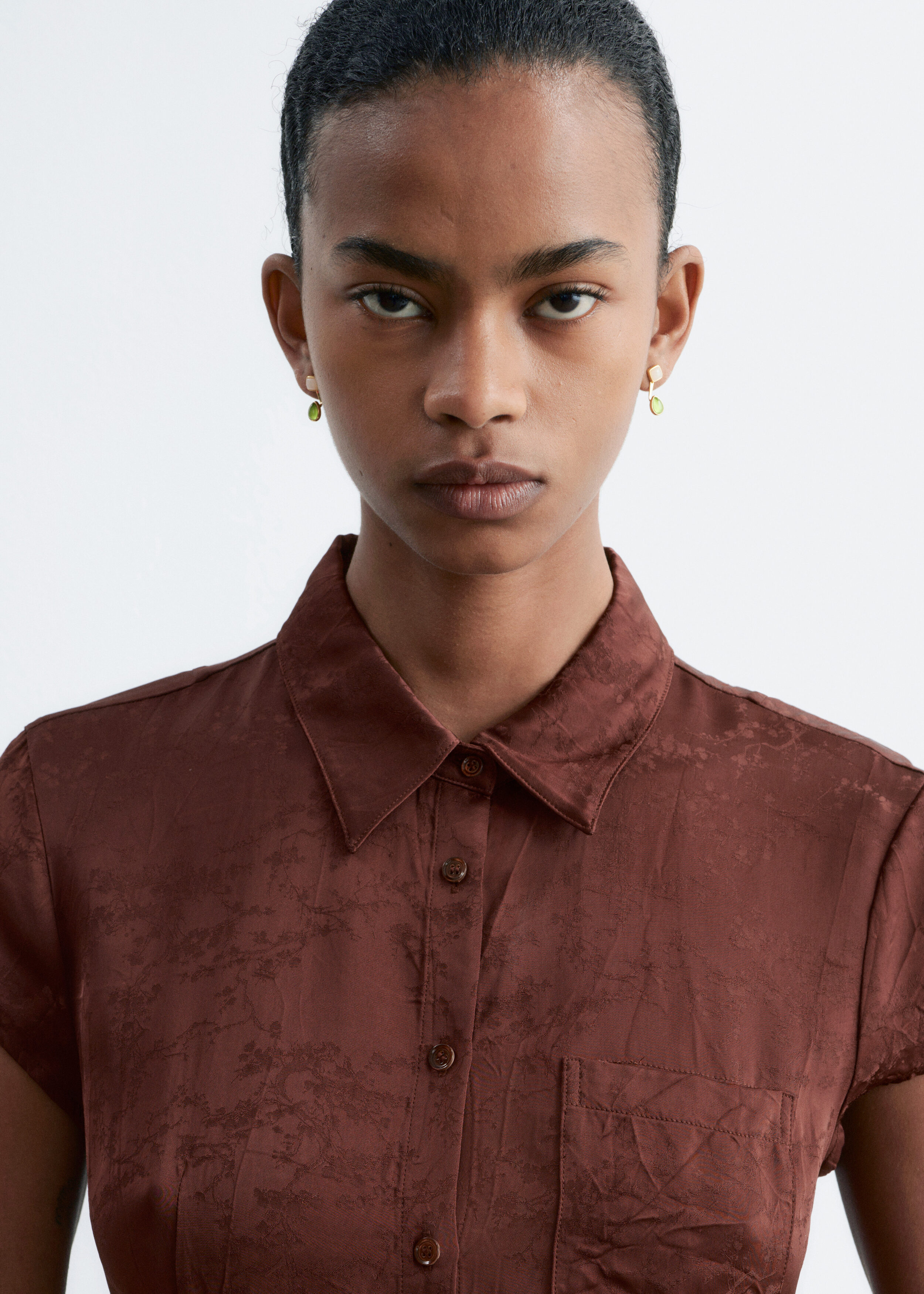 Jacquard Mini Shirt Dress - Dark Brown - Mini Dresses | & Other