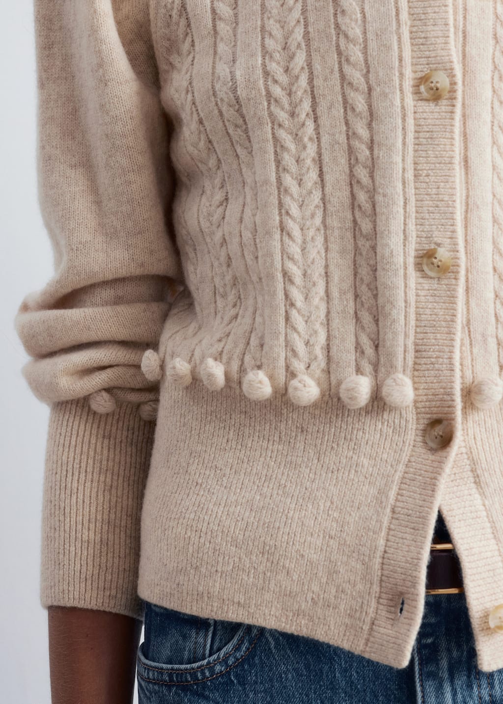 Image of Cable-Knit Wool Cardigan
