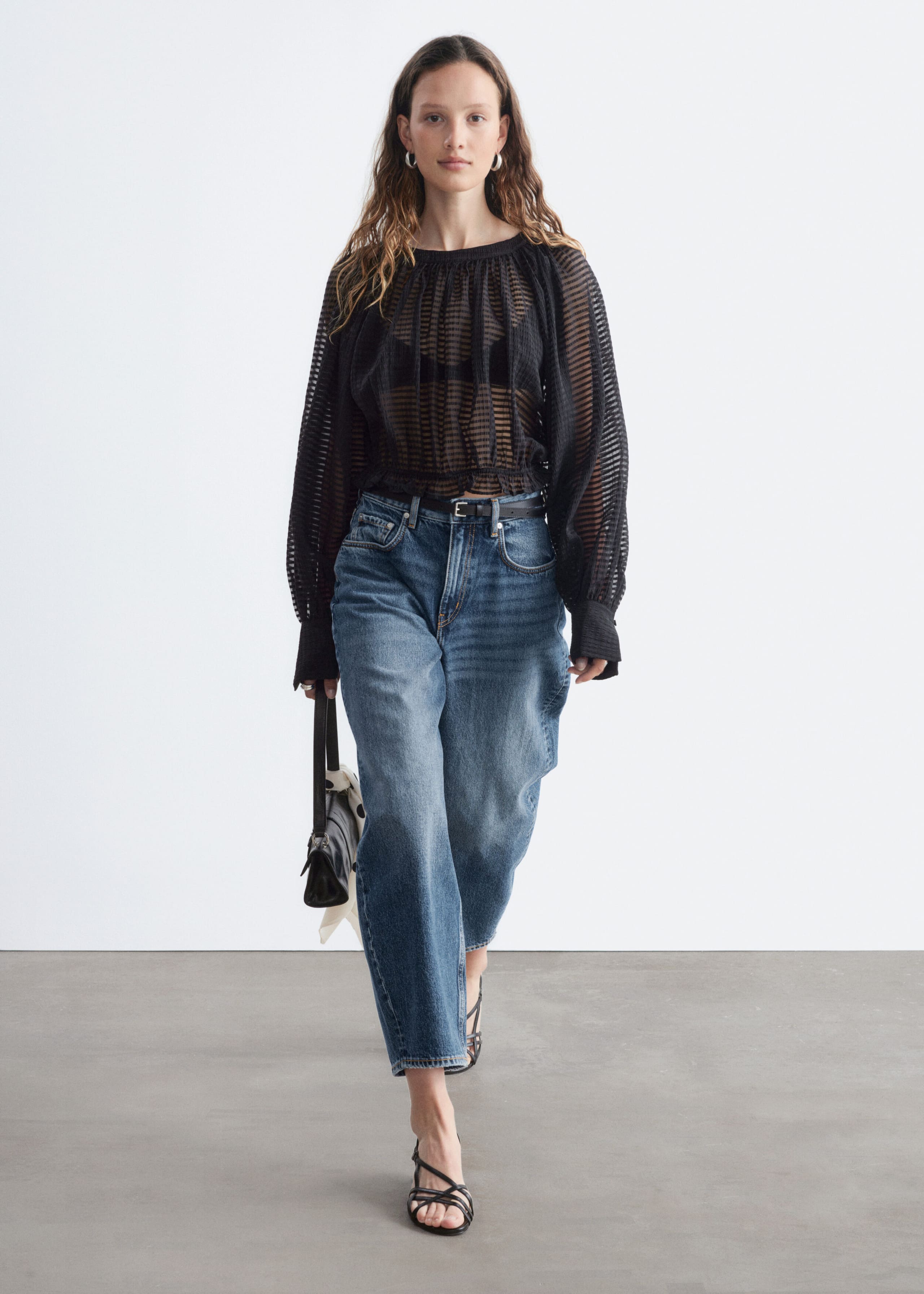 Gathered Crepe Blouse - Black - Lookbook